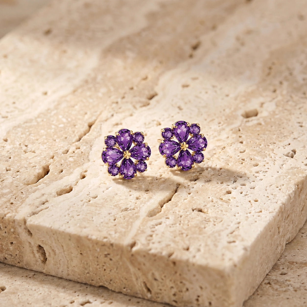 Yellow Gold Grace Earrings Blue Topaz 10K — Eliana