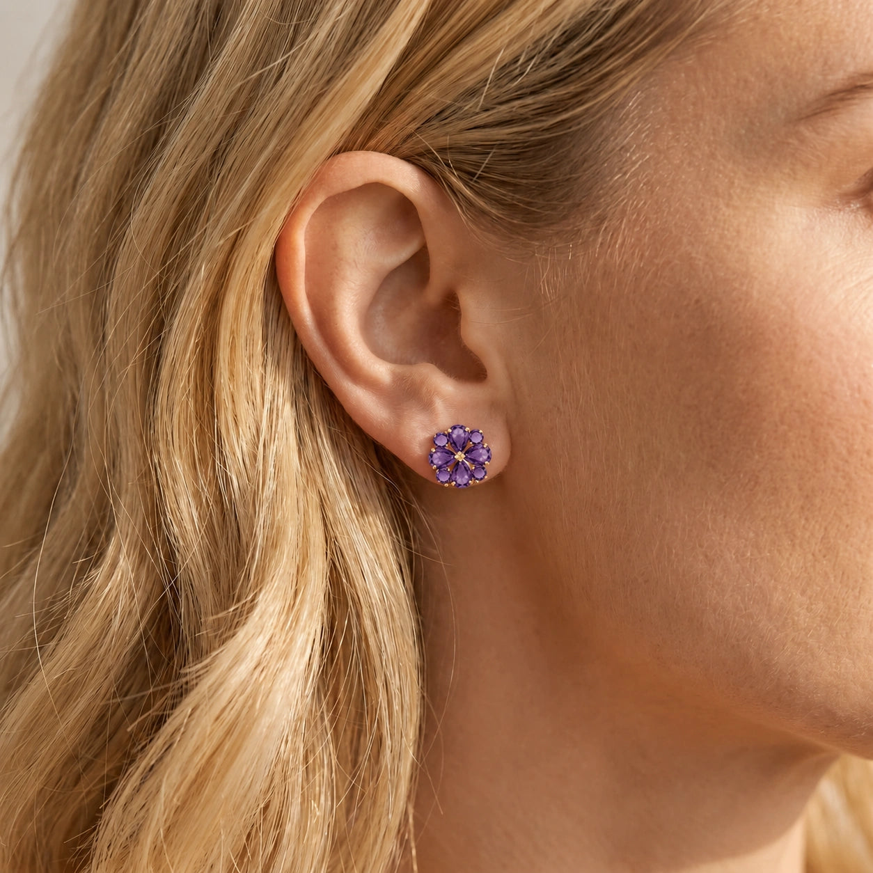 Yellow Gold Grace Earrings Blue Topaz 10K — Eliana