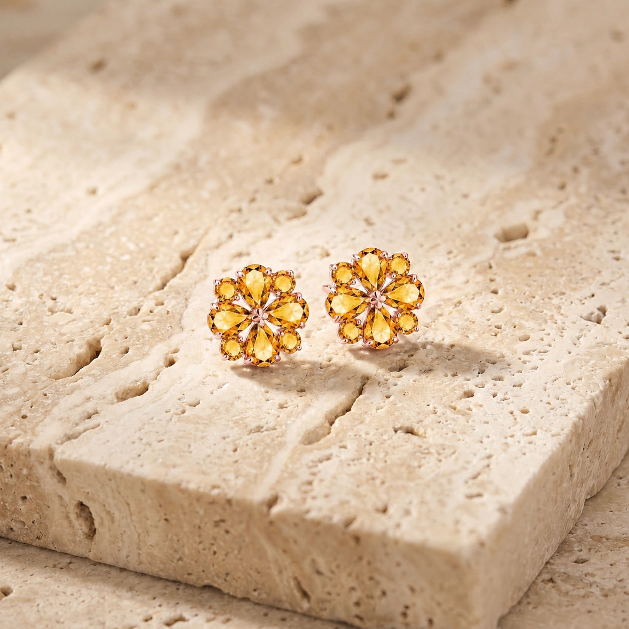 Rose Gold Grace Earrings Citrine 10K — Eliana