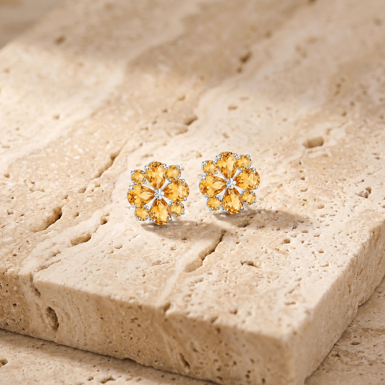 White Gold Grace Earrings Citrine 10K — Eliana