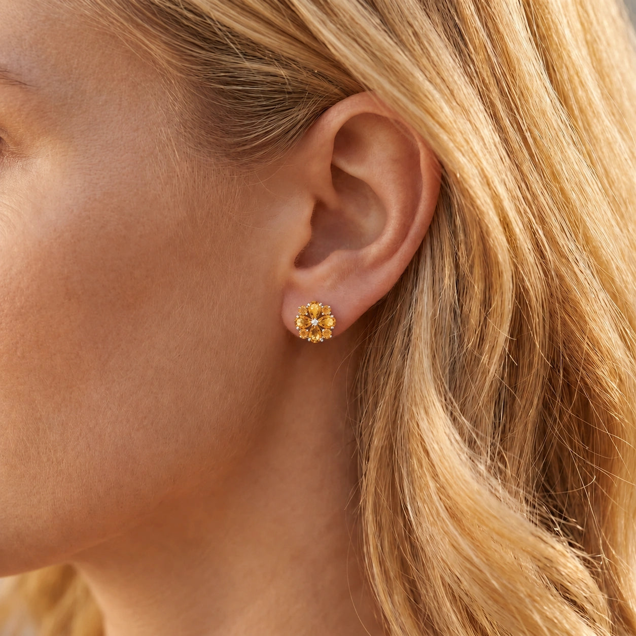 White Gold Grace Earrings Citrine 10K — Eliana