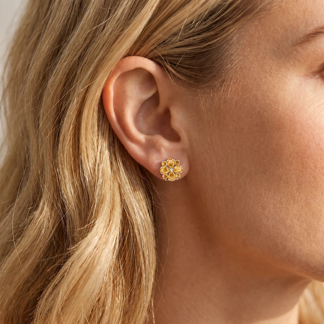 White Gold Grace Earrings Citrine 10K — Eliana