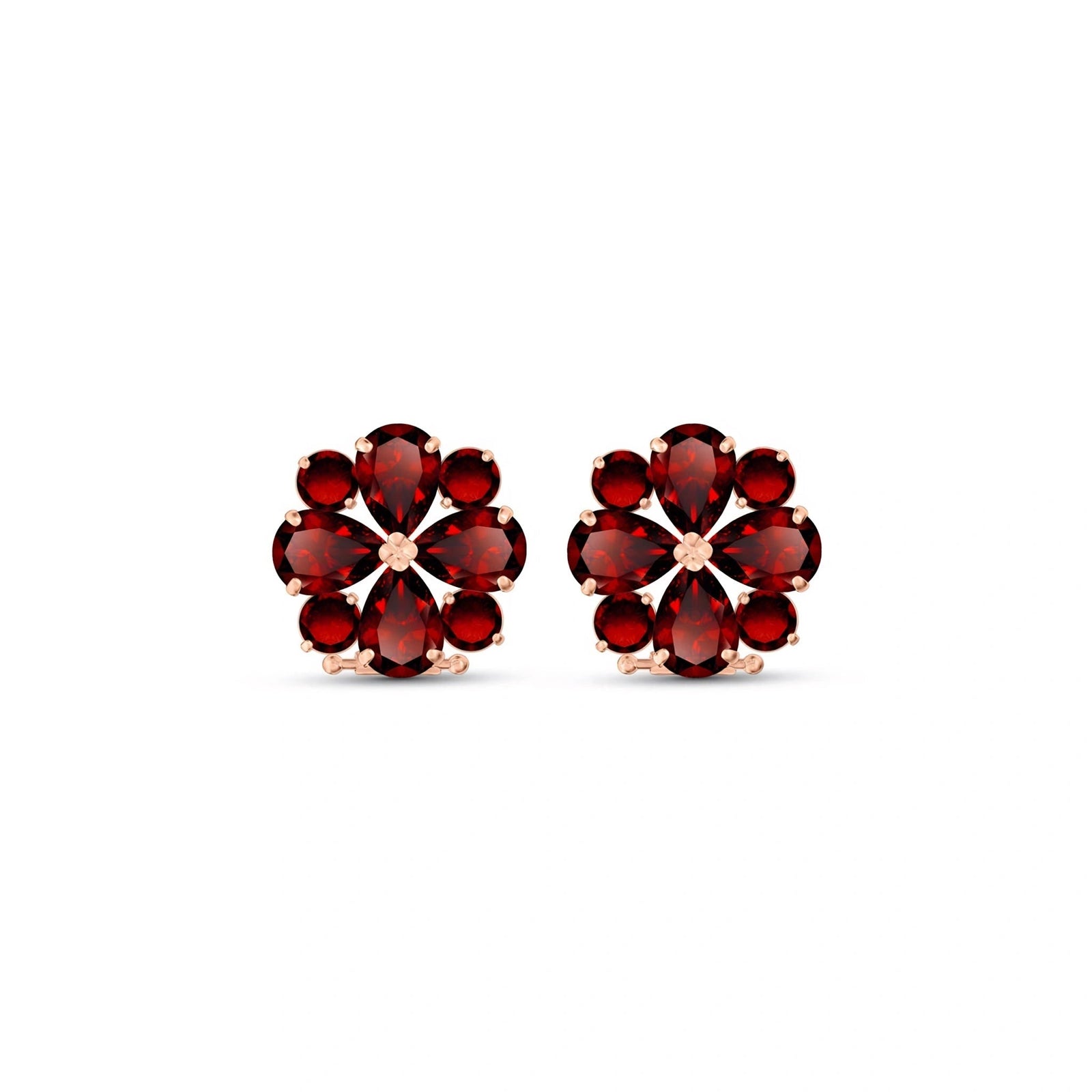 Rose Gold Grace Earrings Garnet 10K — Eliana
