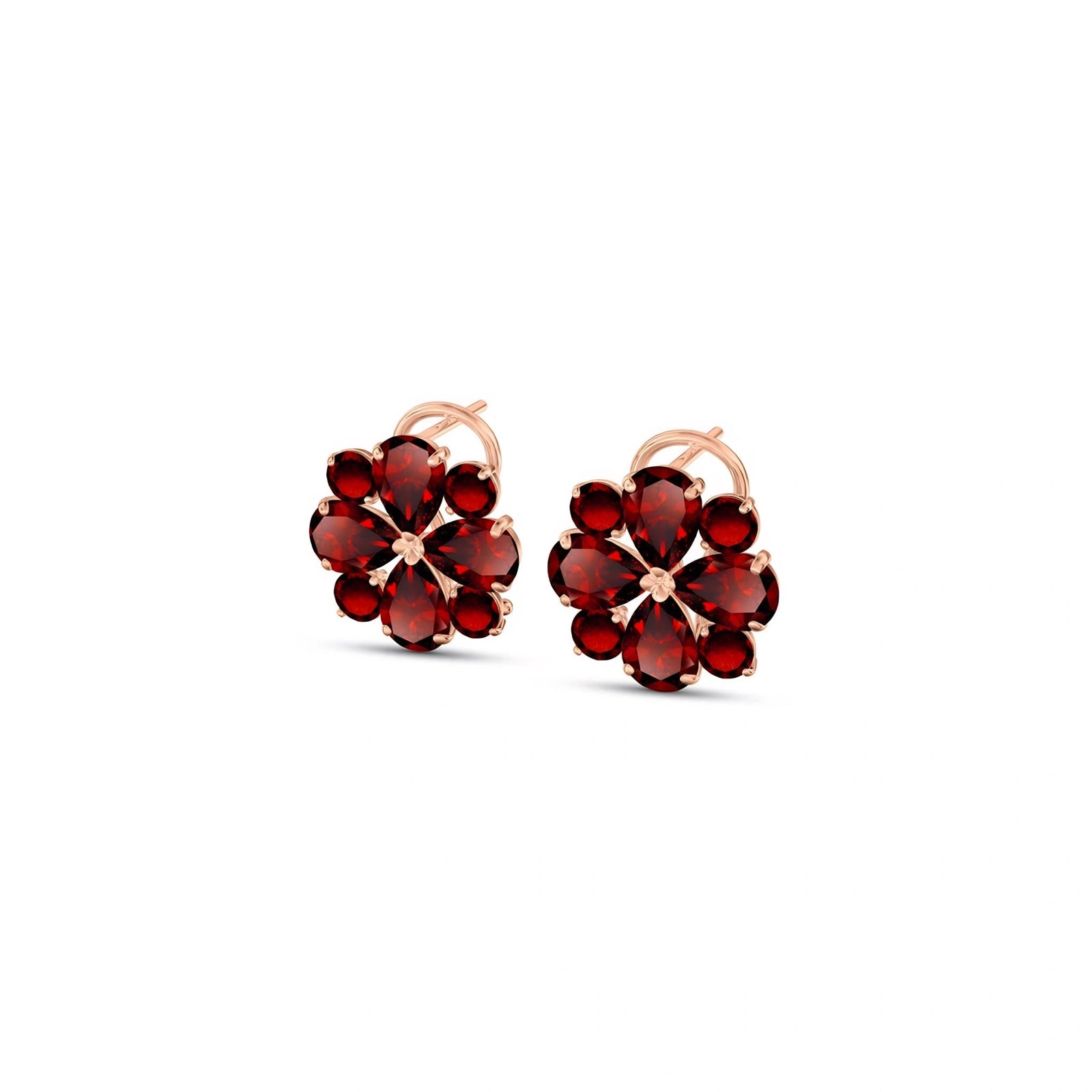 Rose Gold Grace Earrings Garnet 10K — Eliana