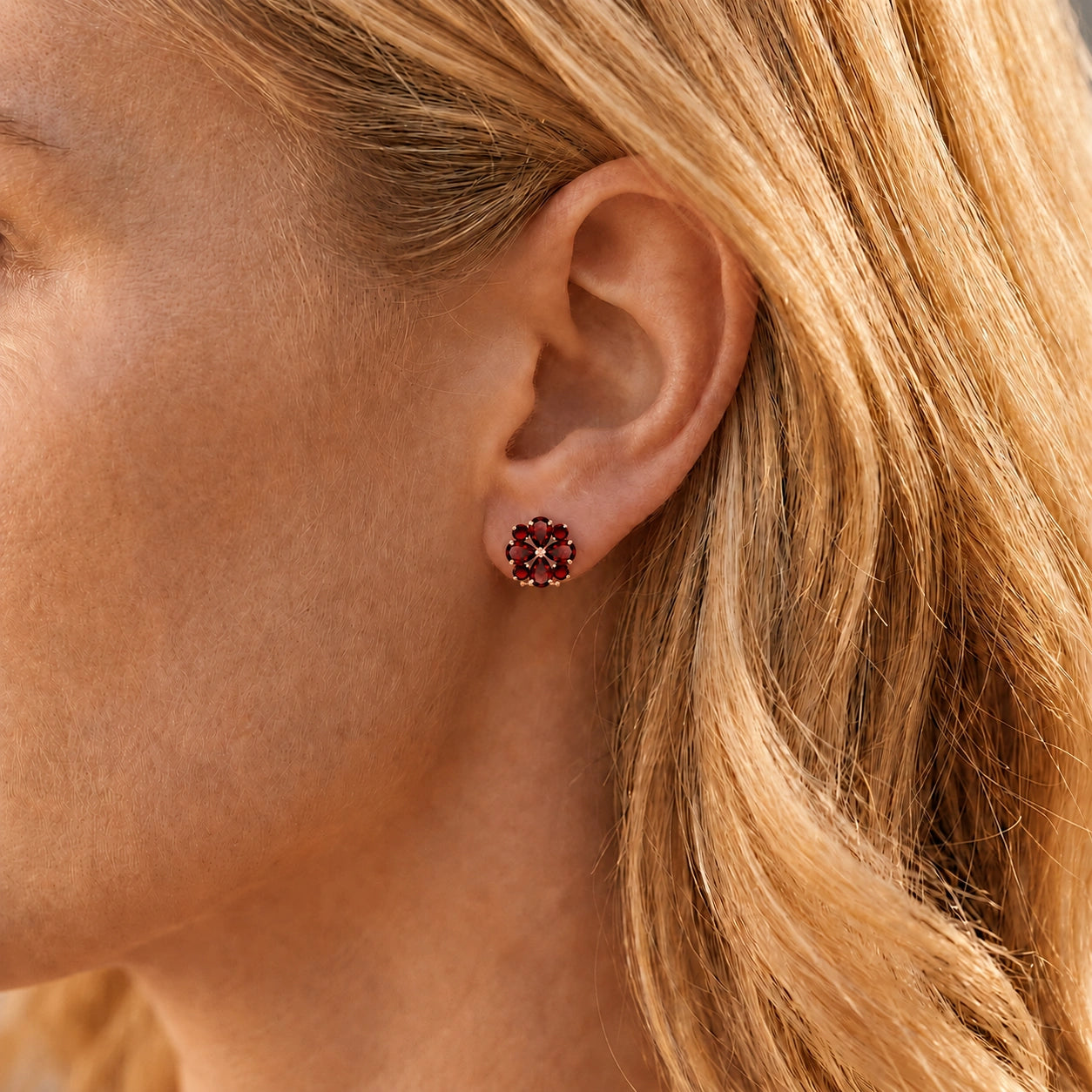Rose Gold Grace Earrings Garnet 10K — Eliana