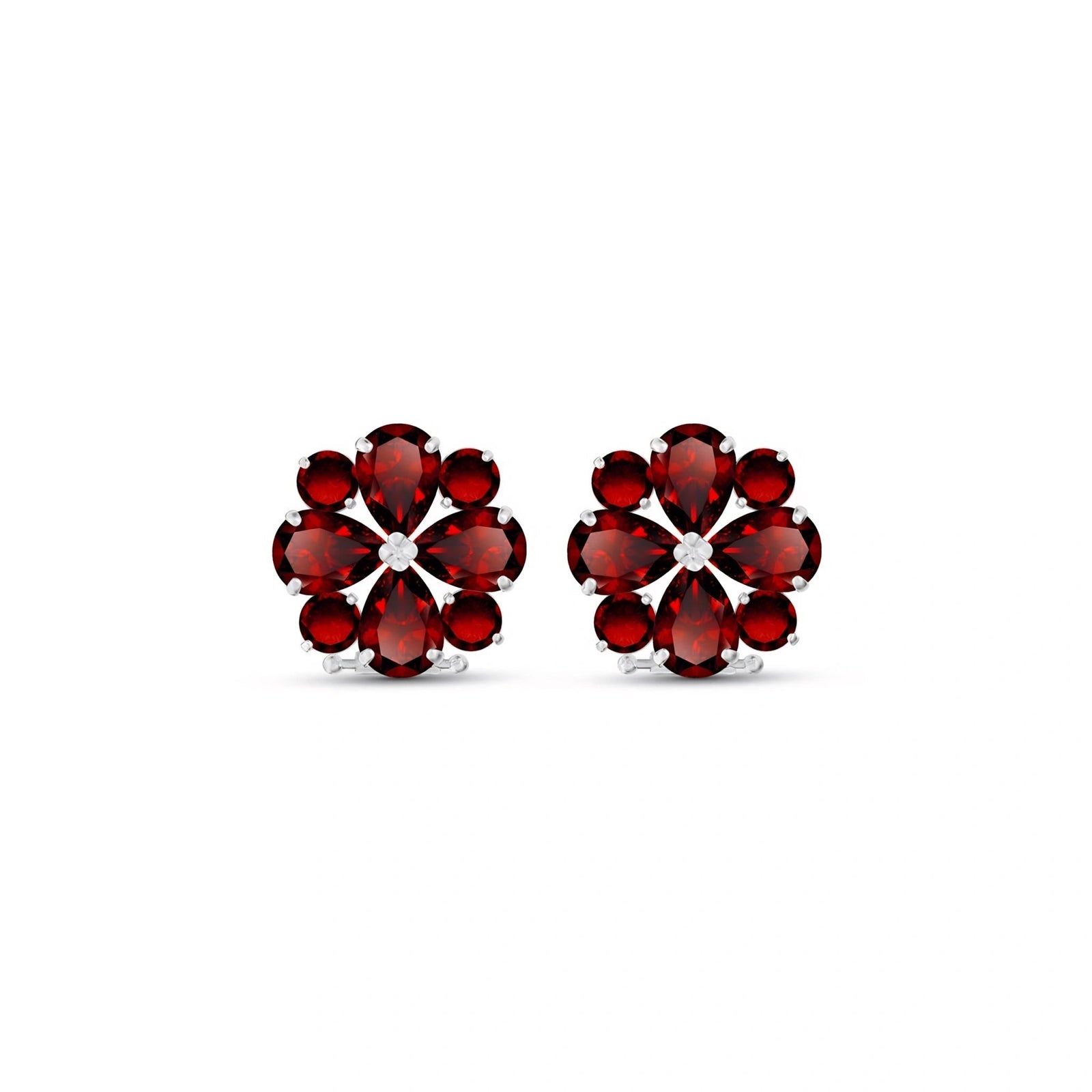 White Gold Grace Earrings Garnet 10K — Eliana