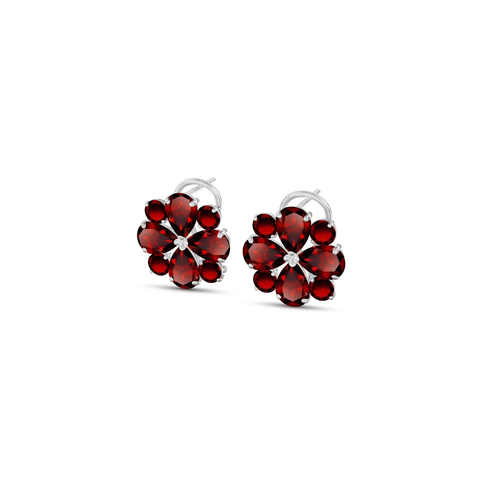 White Gold Grace Earrings Garnet 10K — Eliana