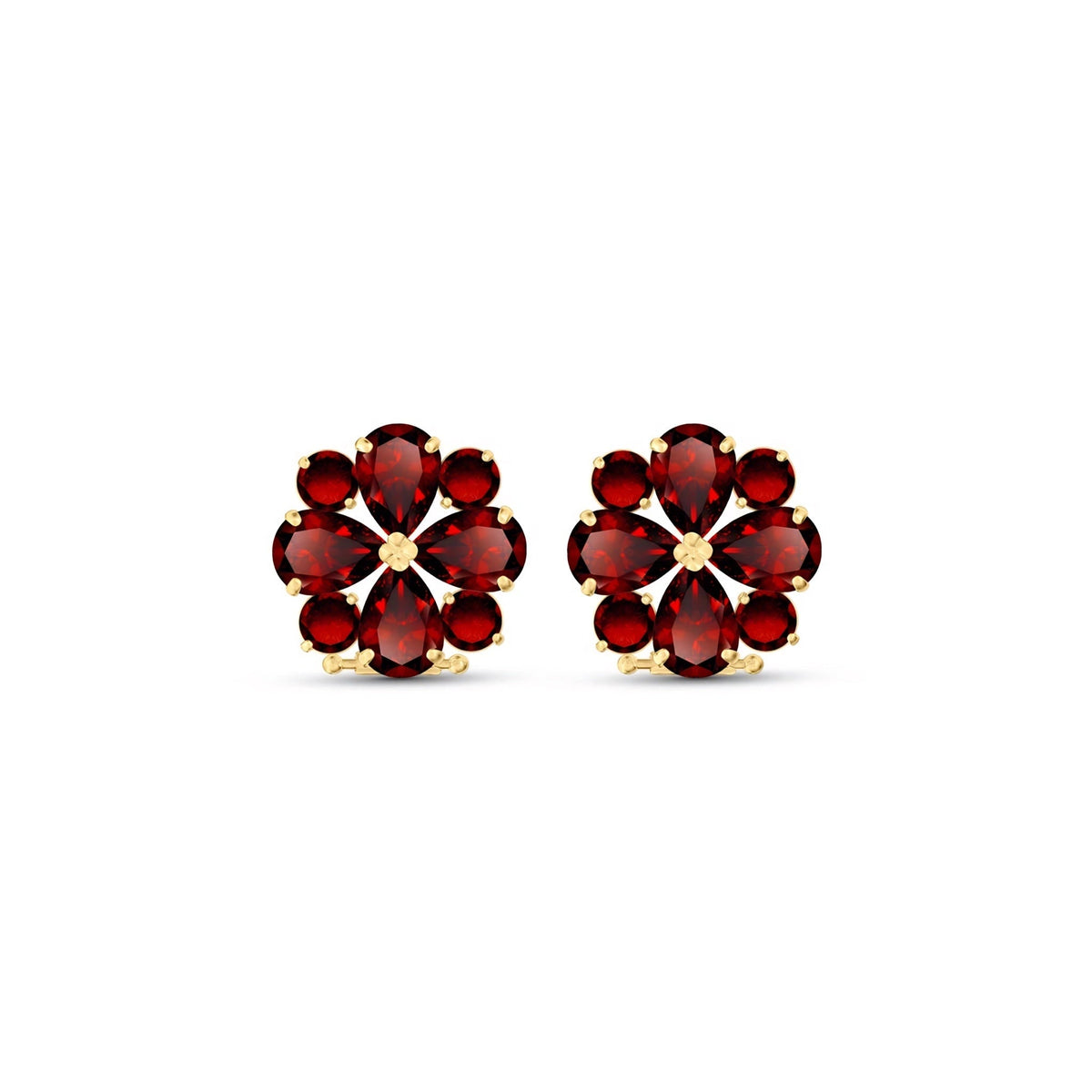 Yellow Gold Grace Earrings Garnet 10K — Eliana