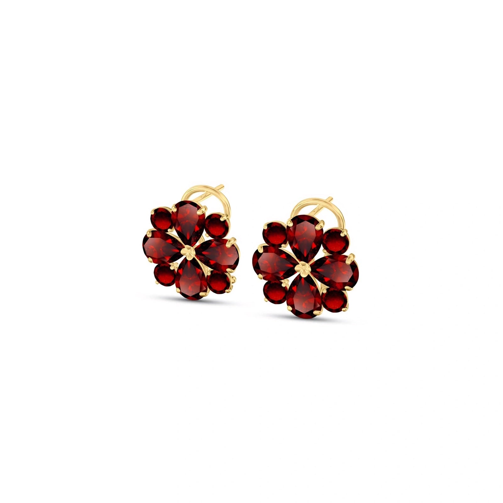 Yellow Gold Grace Earrings Garnet 10K — Eliana