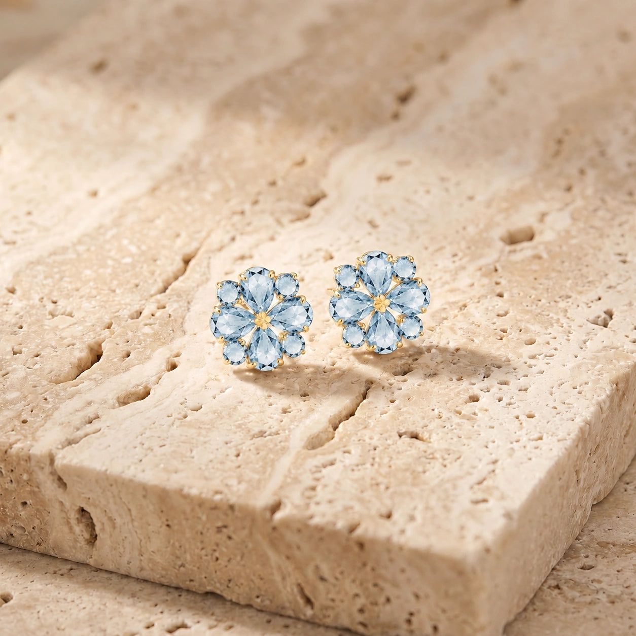 Yellow Gold Grace Earrings Pink Topaz 10K — Eliana