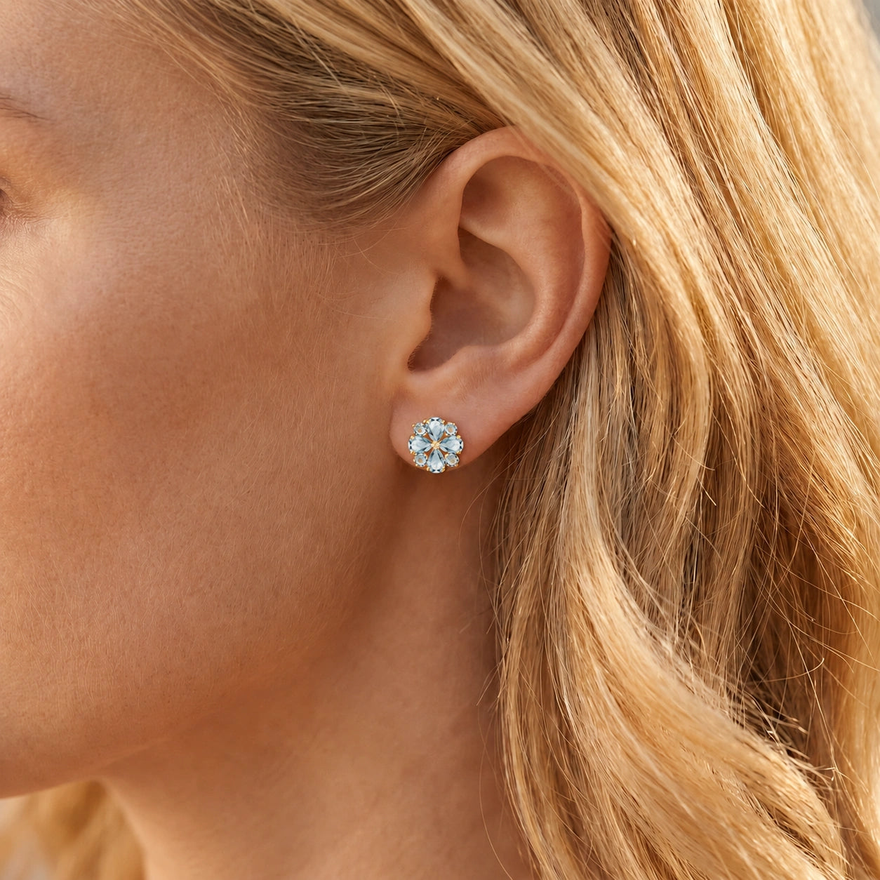 Yellow Gold Grace Earrings Pink Topaz 10K — Eliana