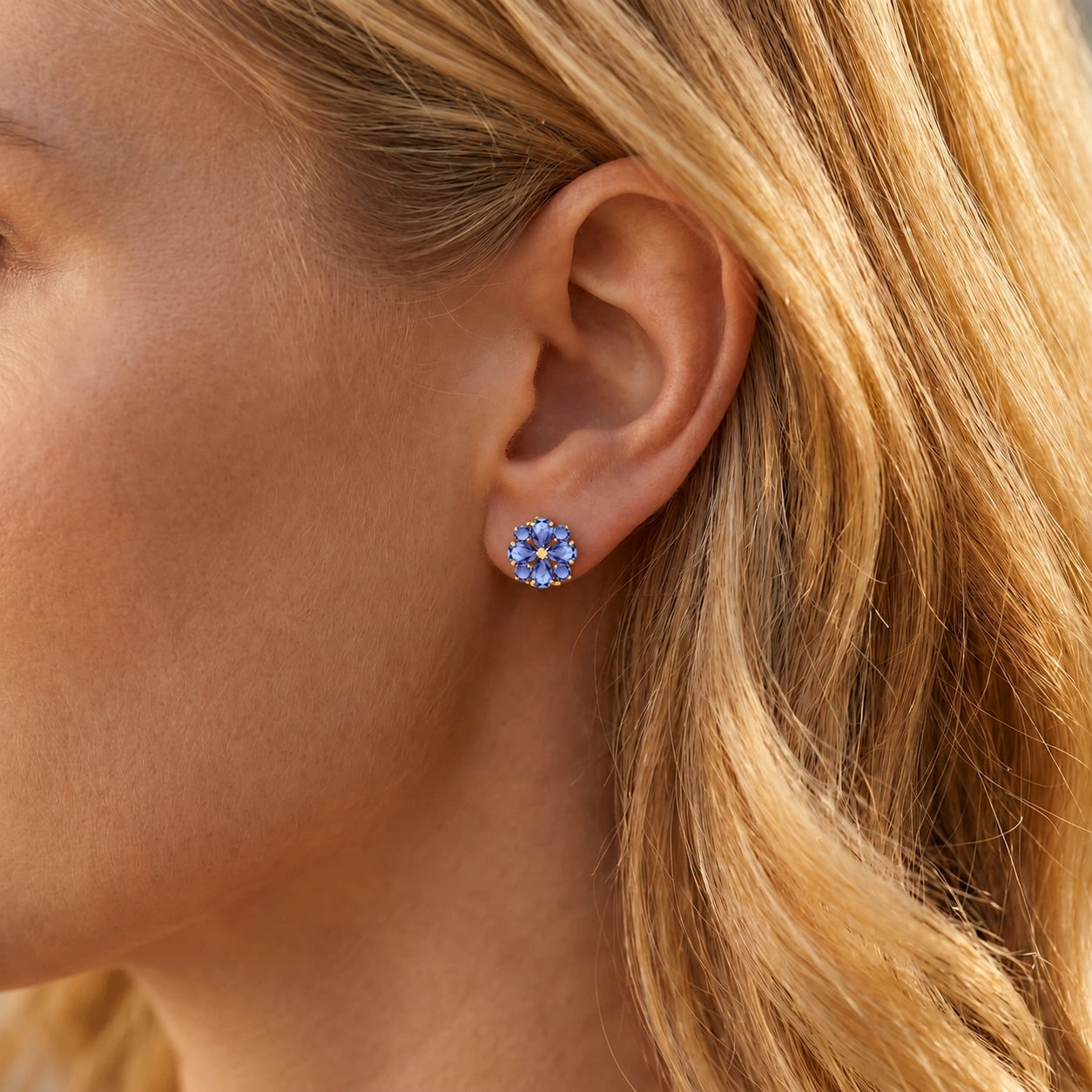 Yellow Gold Grace Earrings Ruby 10K — Eliana