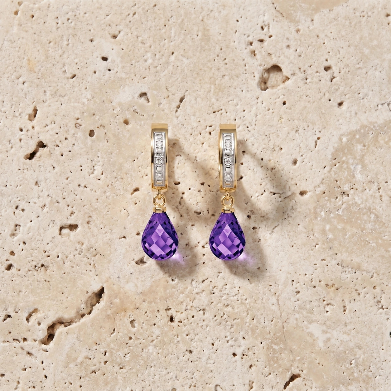 Yellow Gold Diamond & Amethyst — Mariaevangelina