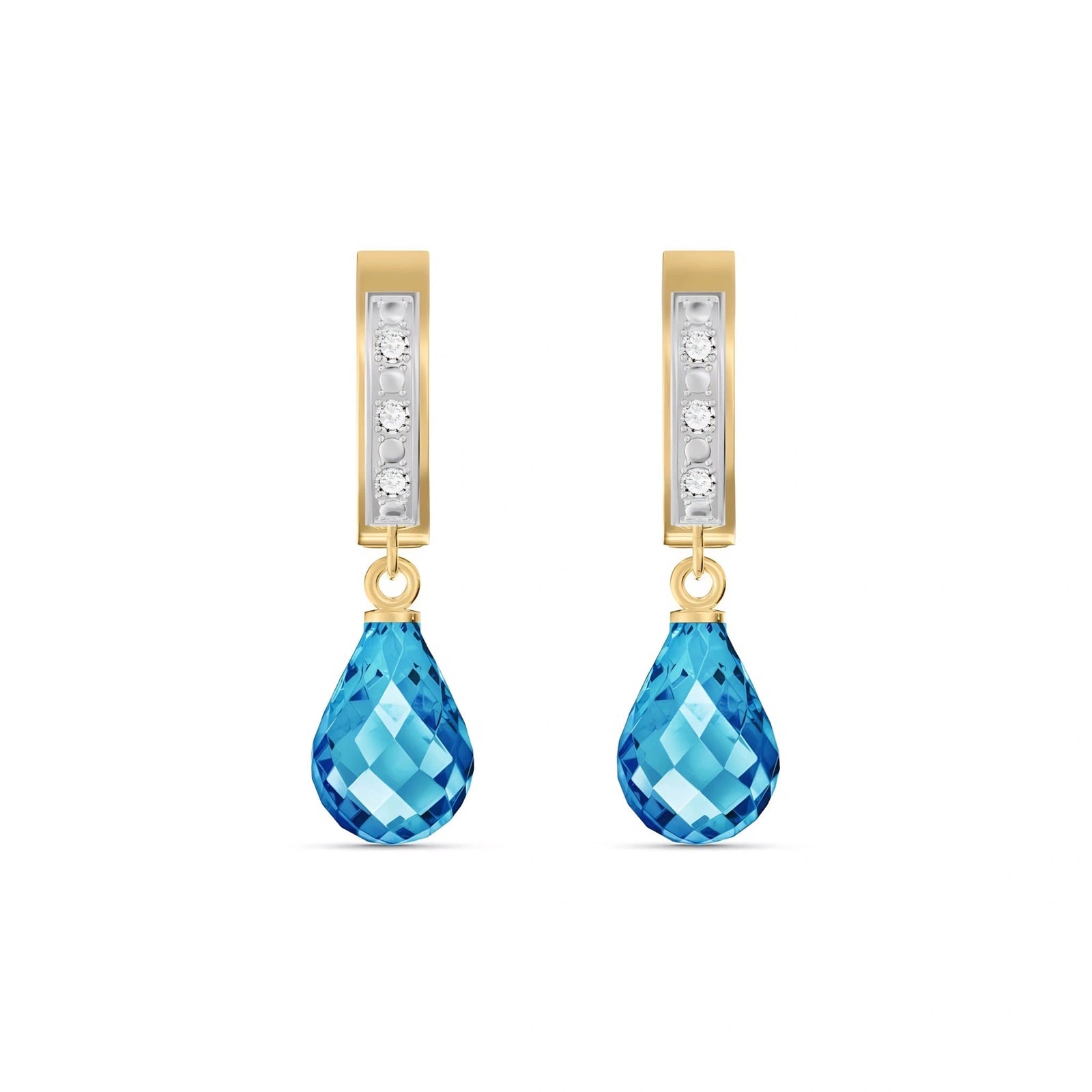 Yellow Gold Diamond & Blue Topaz — Mariaevangelina