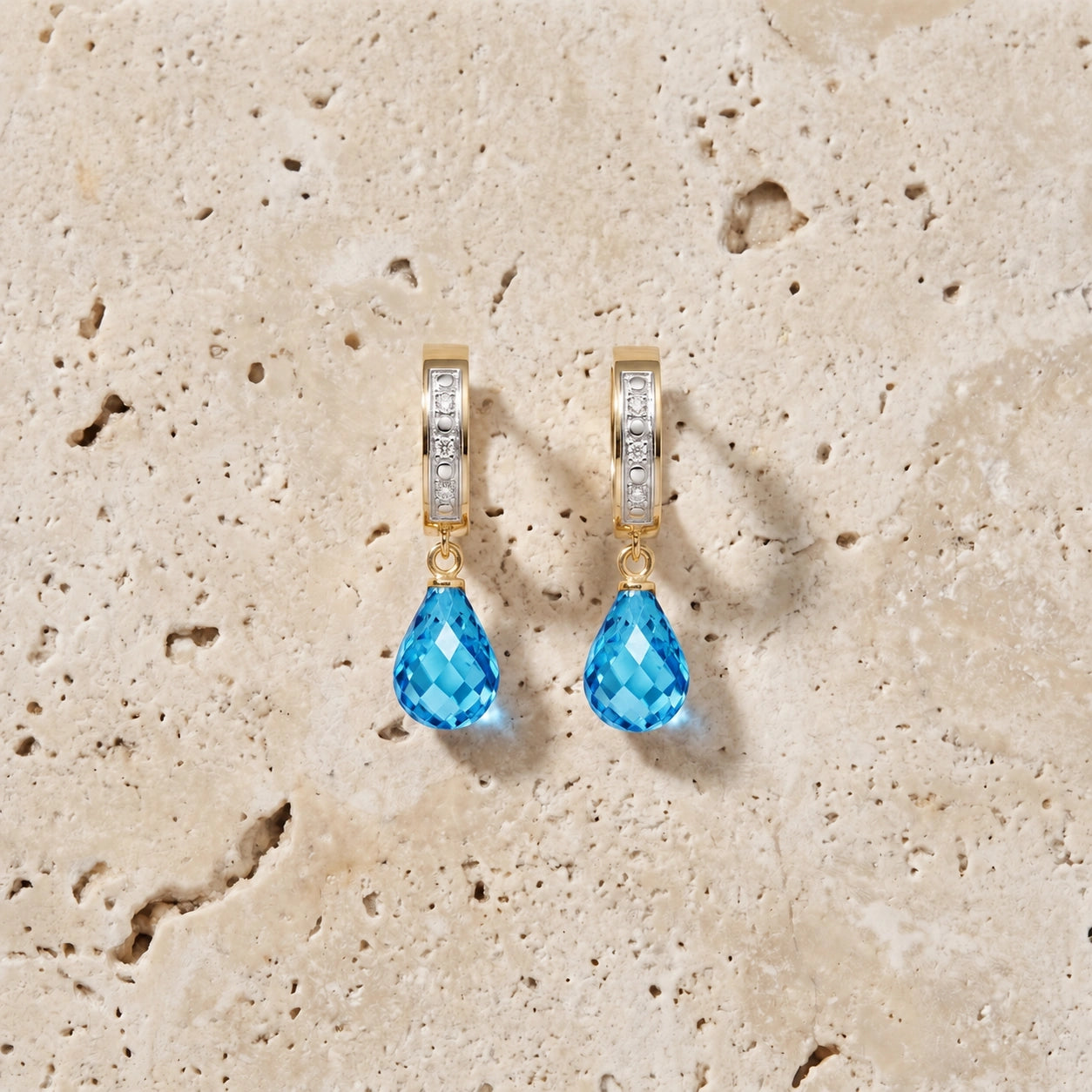 Yellow Gold Diamond & Blue Topaz — Mariaevangelina