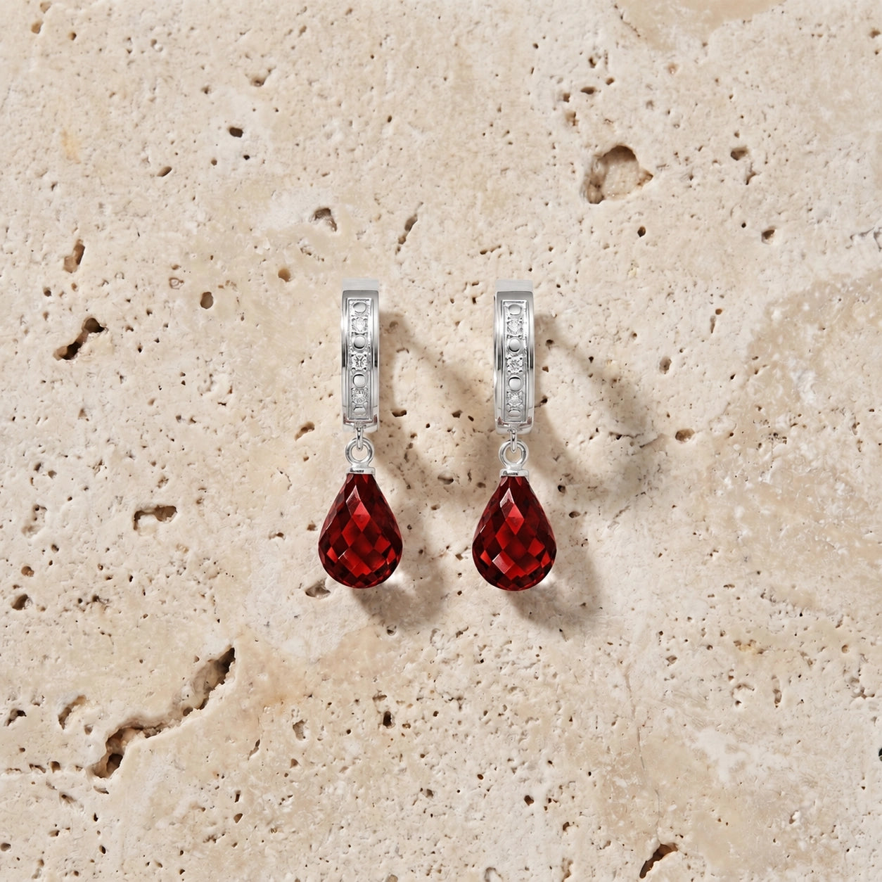 White Gold Diamond & Garnet — Mariaevangelina