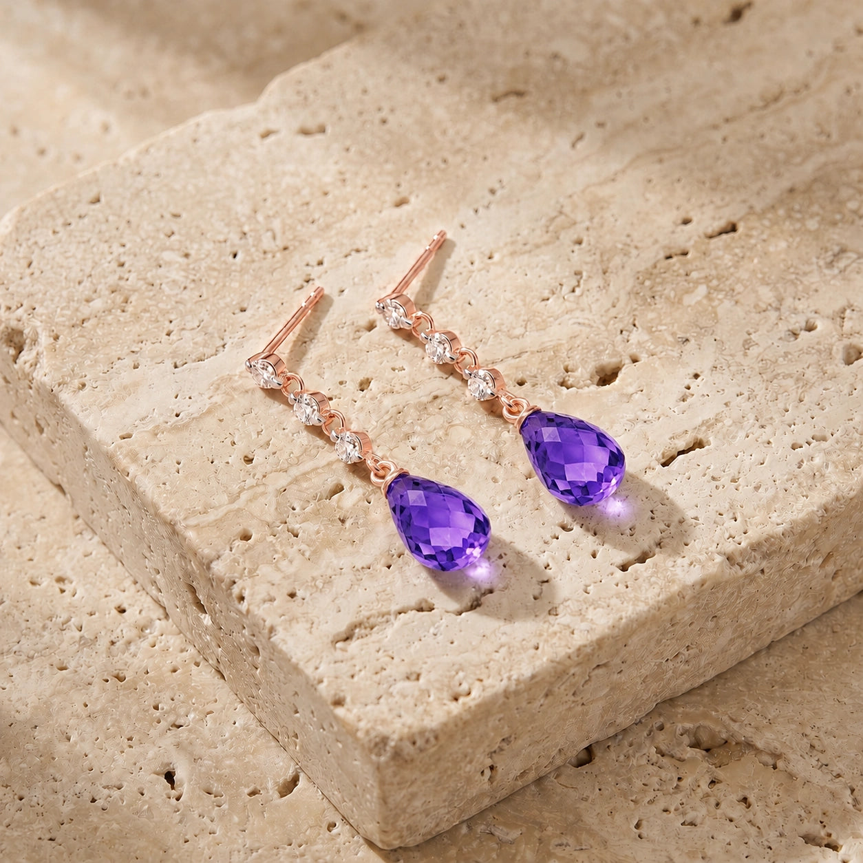 Rose Gold Diamond & Amethyst — Mariafausta