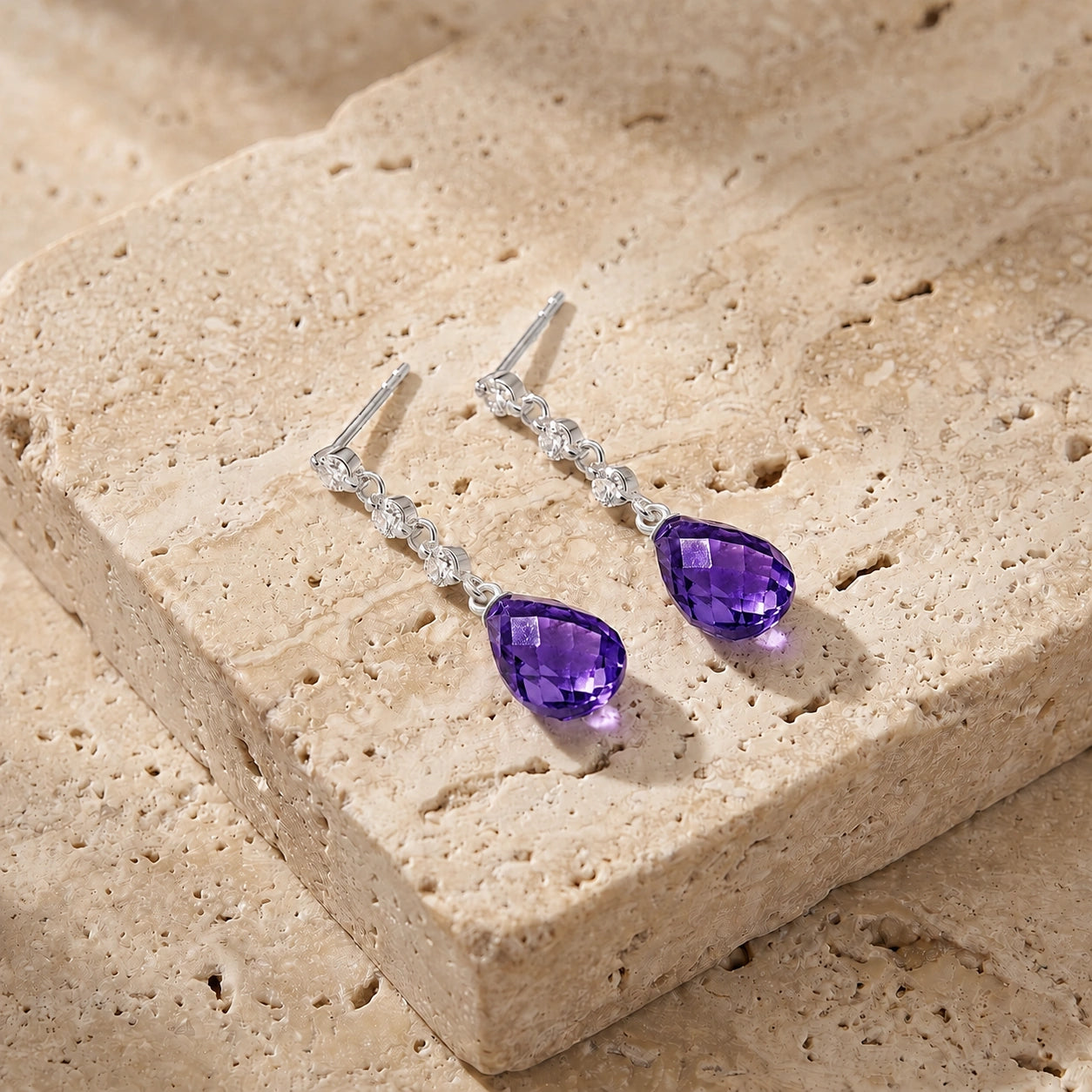 White Gold Diamond & Amethyst — Mariafausta