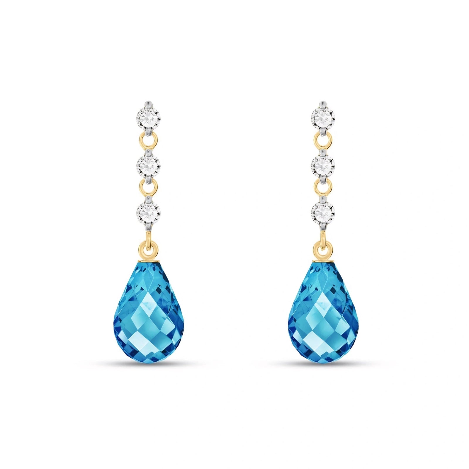 Yellow Gold Diamond & Blue Topaz — Mariafausta