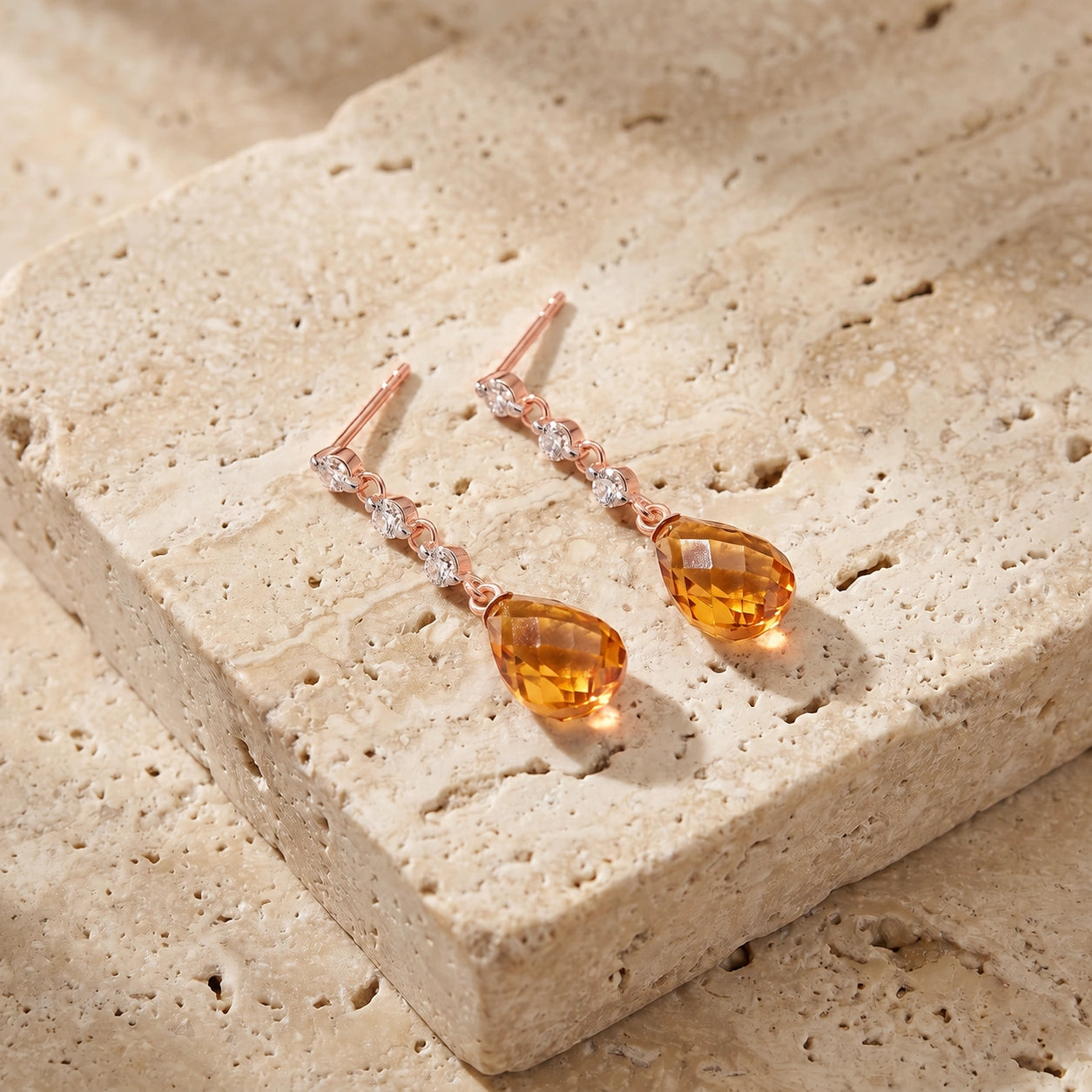 Rose Gold Diamond & Citrine — Mariafausta