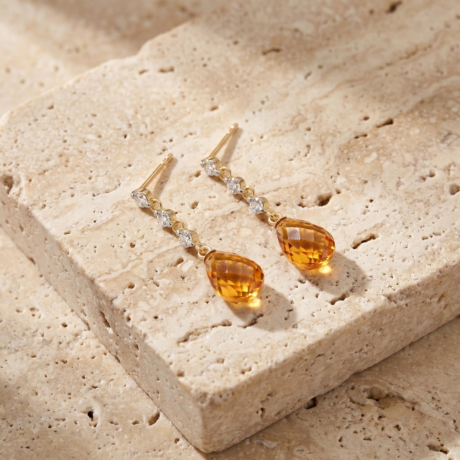 Yellow Gold Diamond & Citrine — Mariafausta