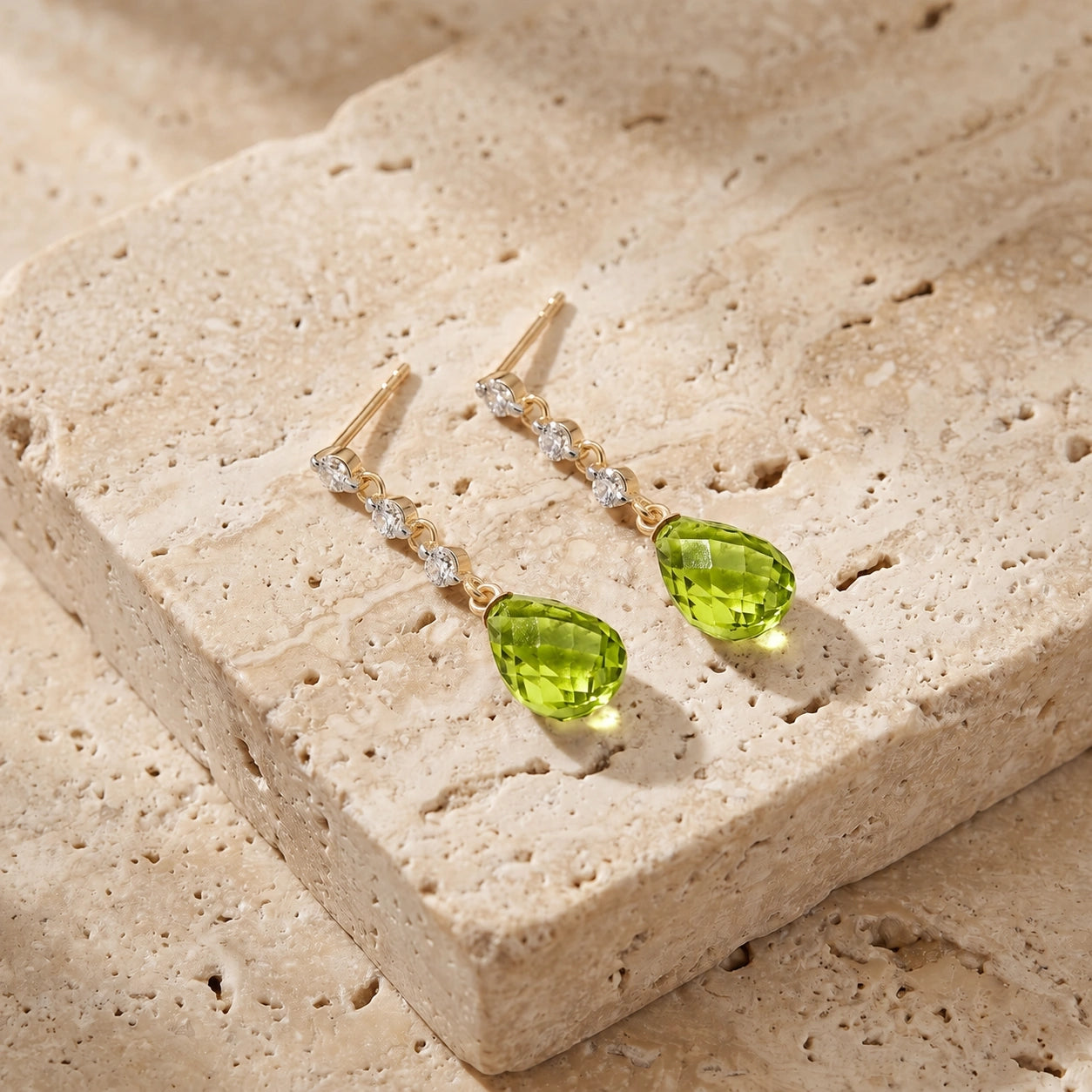 Yellow Gold Diamond & Peridot — Mariafausta