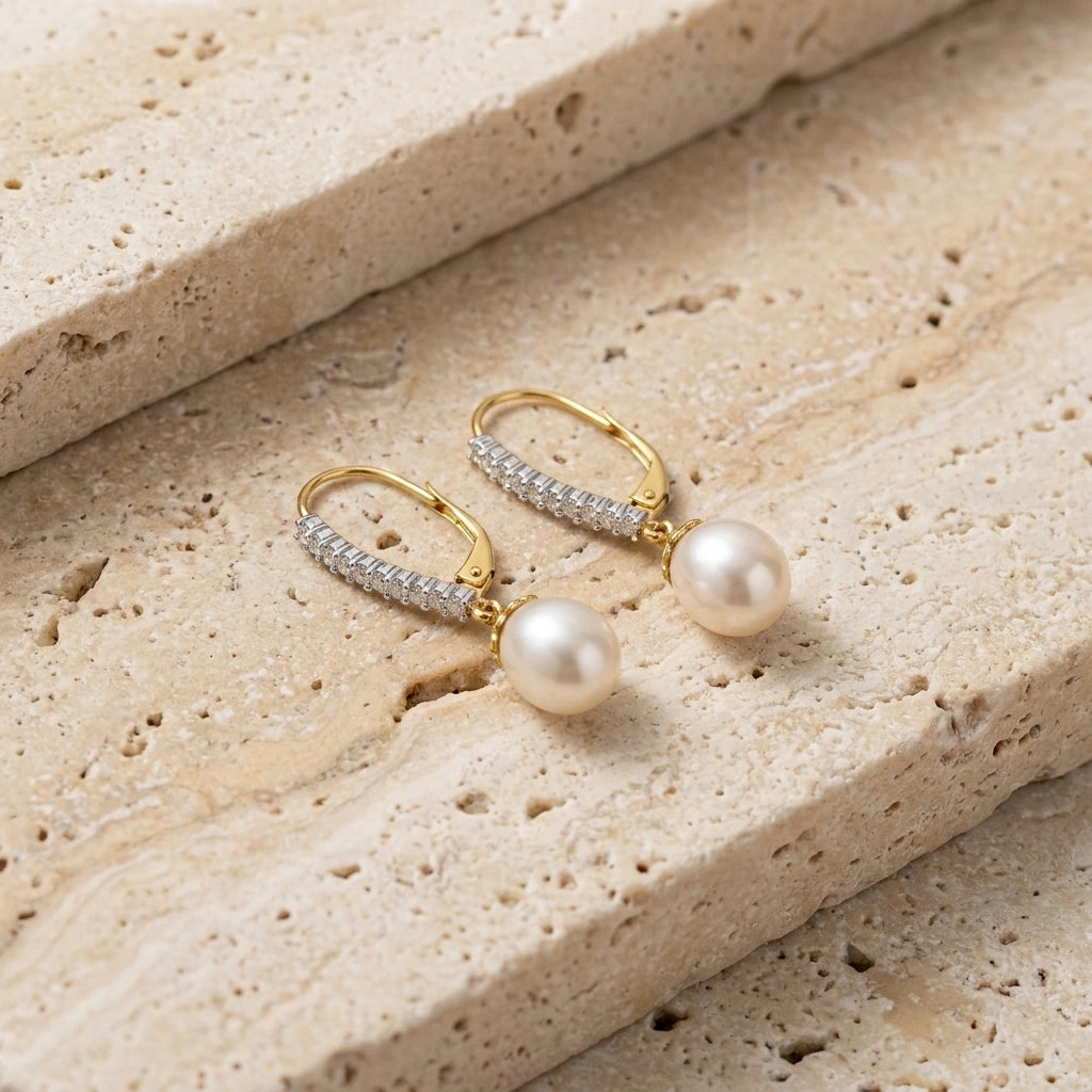 Yellow Gold Pearl & Diamond — Mariafaustina