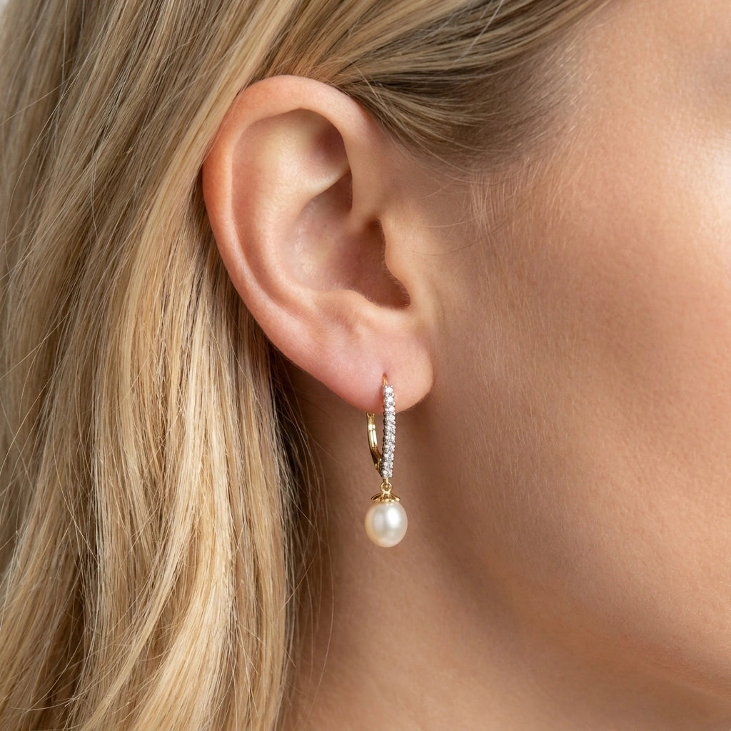 Yellow Gold Pearl & Diamond — Mariafaustina