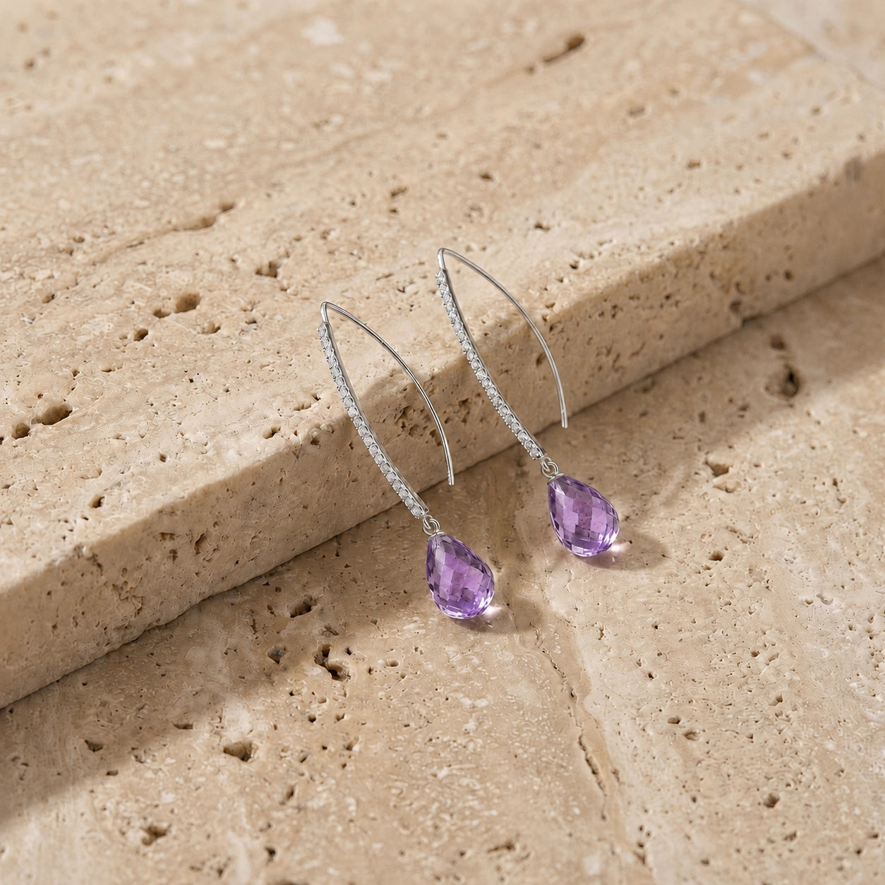 White Gold Her Earrings Amethyst 10K — Edvige