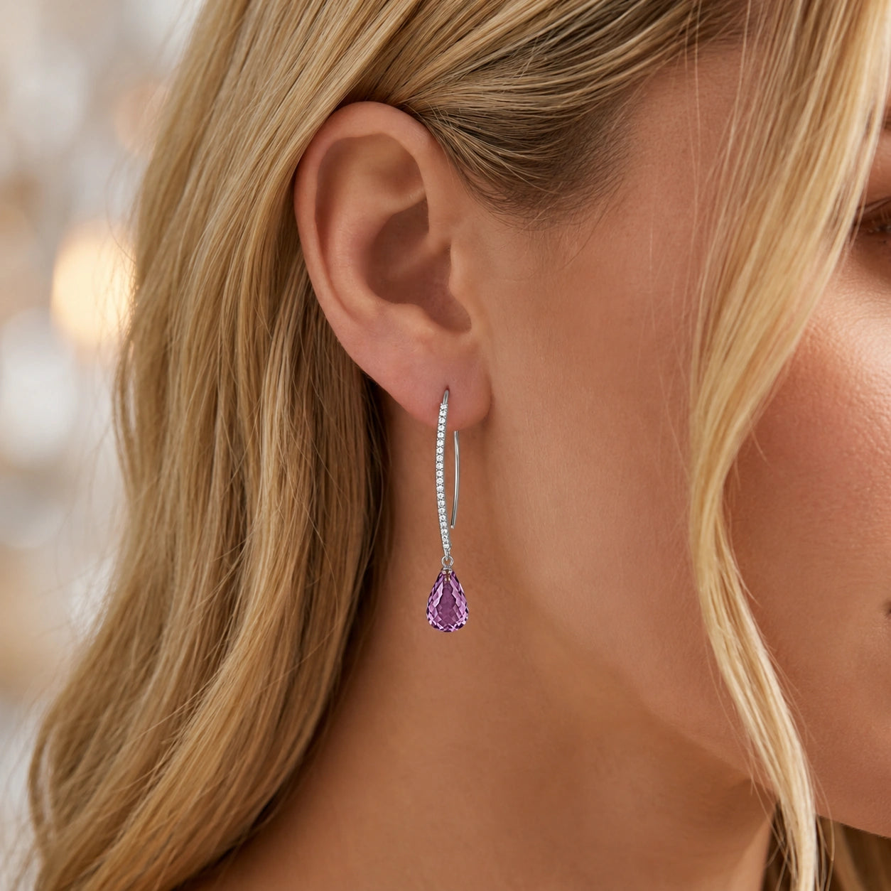 White Gold Her Earrings Amethyst 10K — Edvige