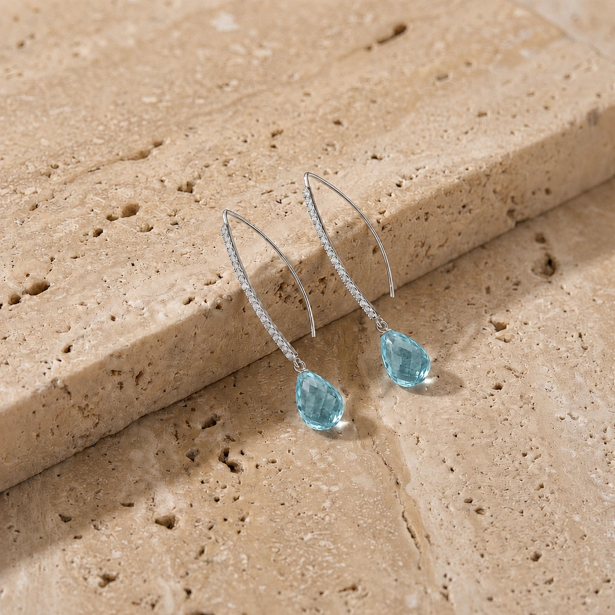 White Gold Her Earrings Blue Topaz 10K — Edvige