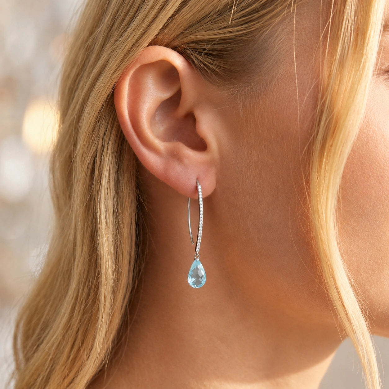 White Gold Her Earrings Blue Topaz 10K — Edvige