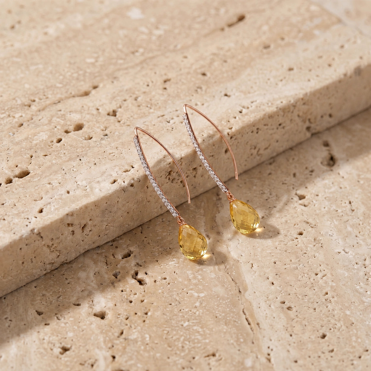 Rose Gold Her Earrings Citrine 10K — Edvige