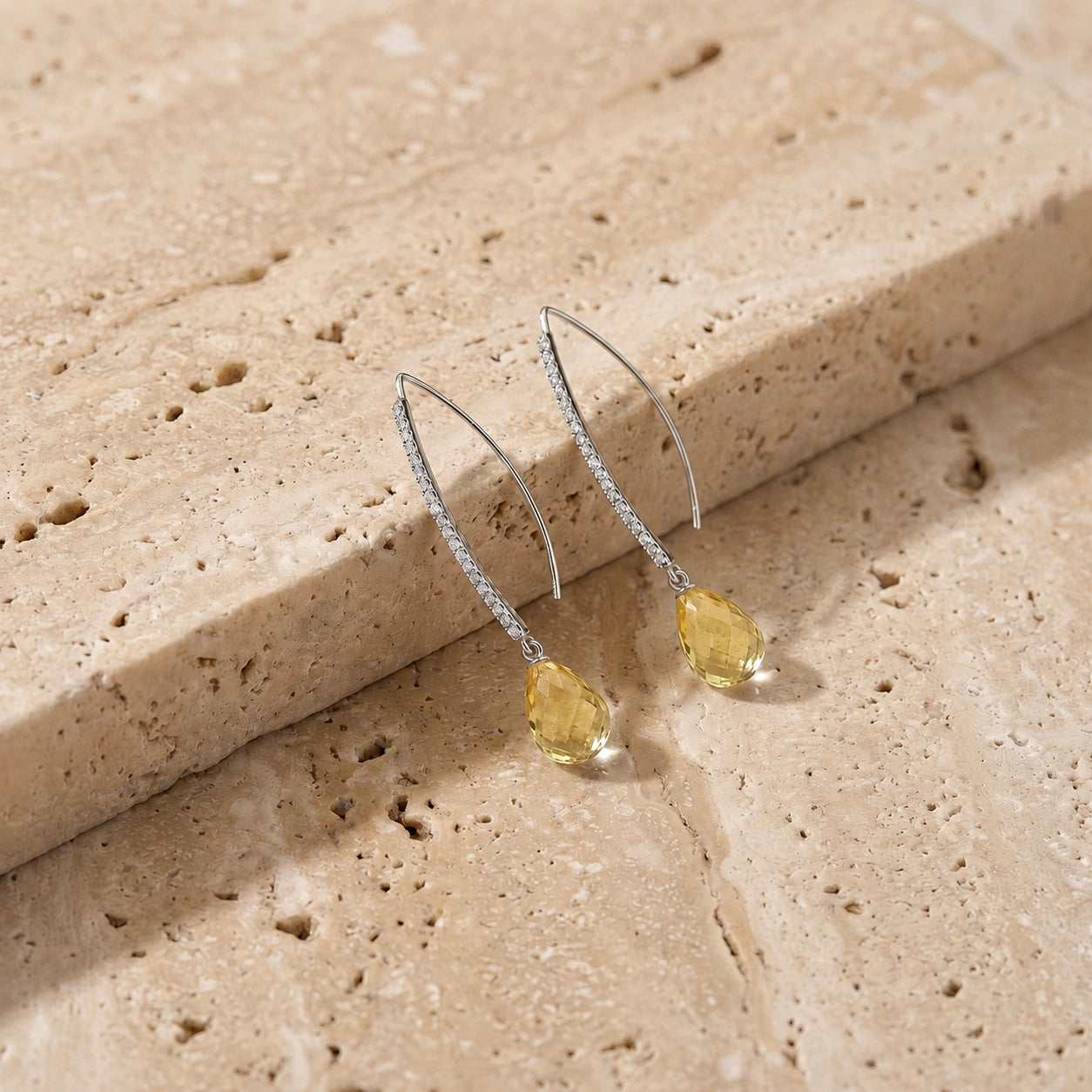 White Gold Her Earrings Citrine 10K — Edvige