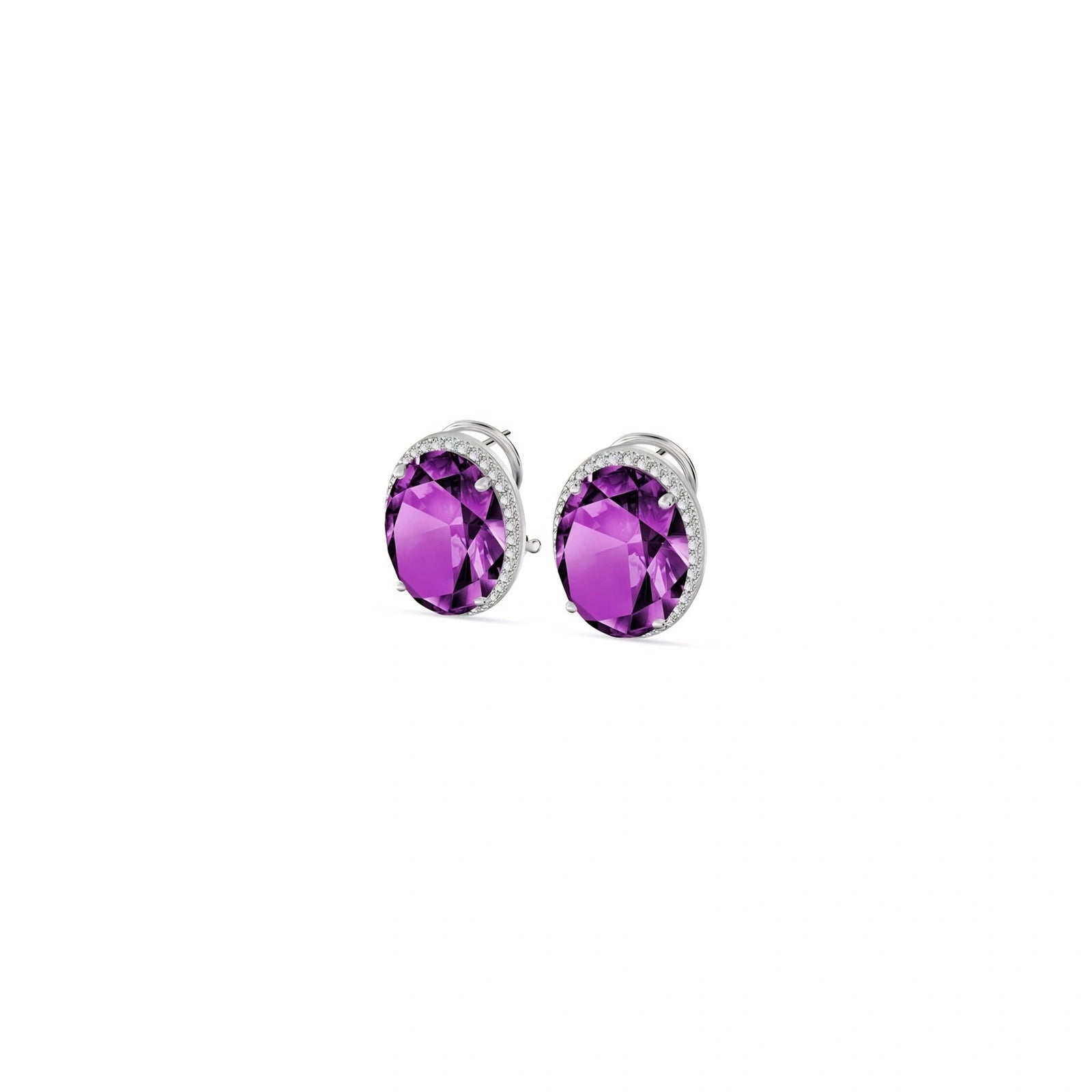 White Gold Earrings Amethyst 10K — Donatella