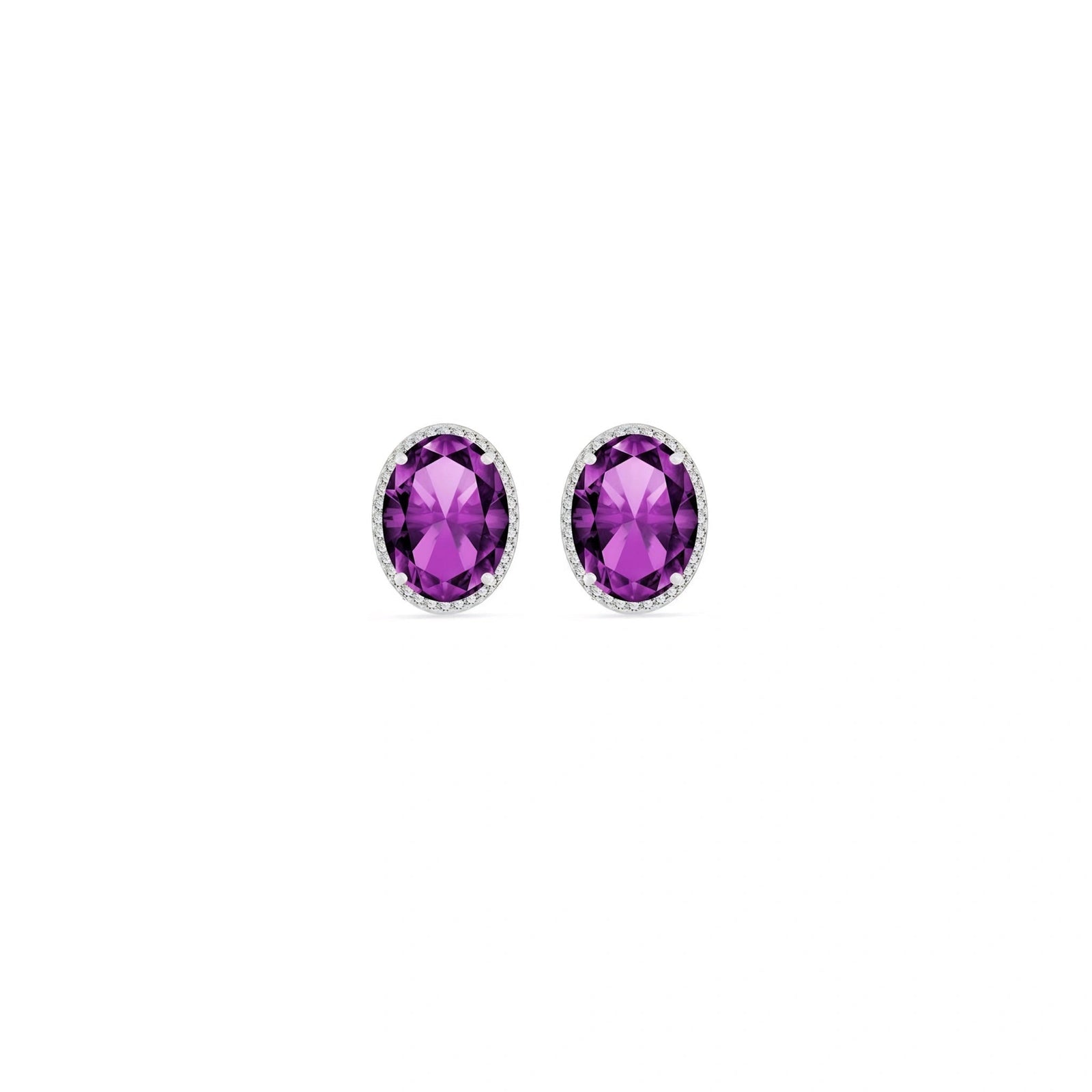 White Gold Earrings Amethyst 10K — Donatella