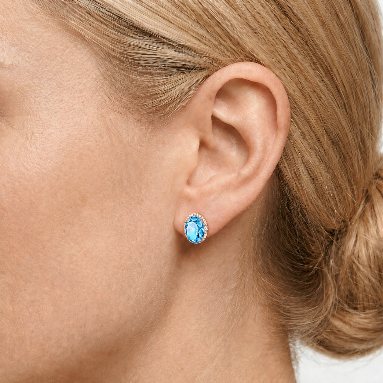 Rose Gold Earrings Blue Topaz 10K — Donatella