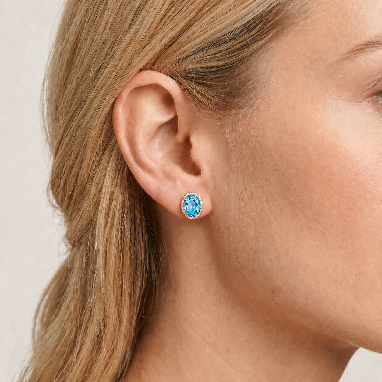 Rose Gold Earrings Blue Topaz 10K — Donatella