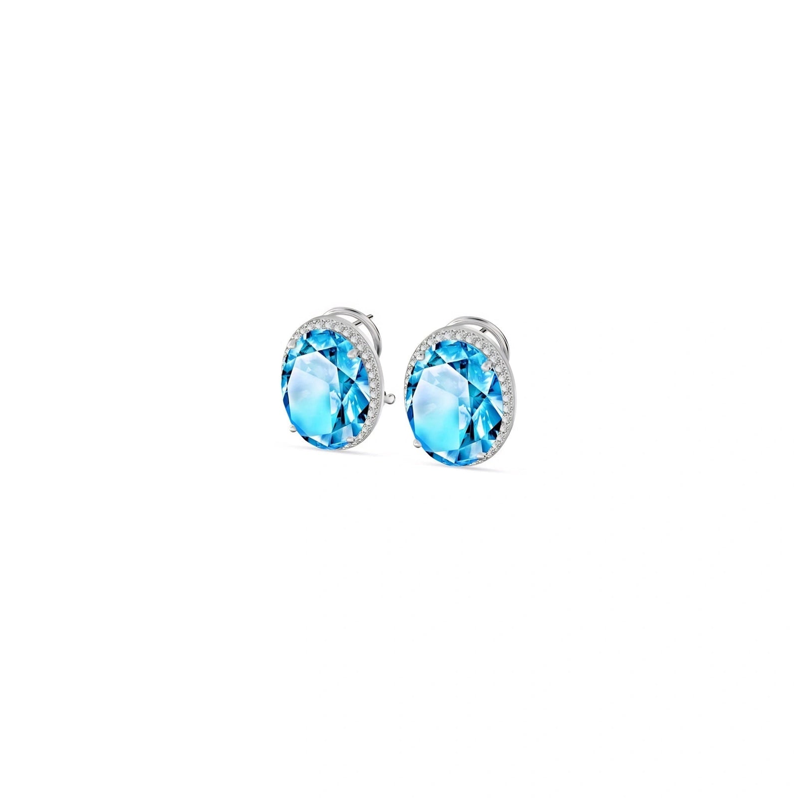 White Gold Earrings Blue Topaz 10K — Donatella