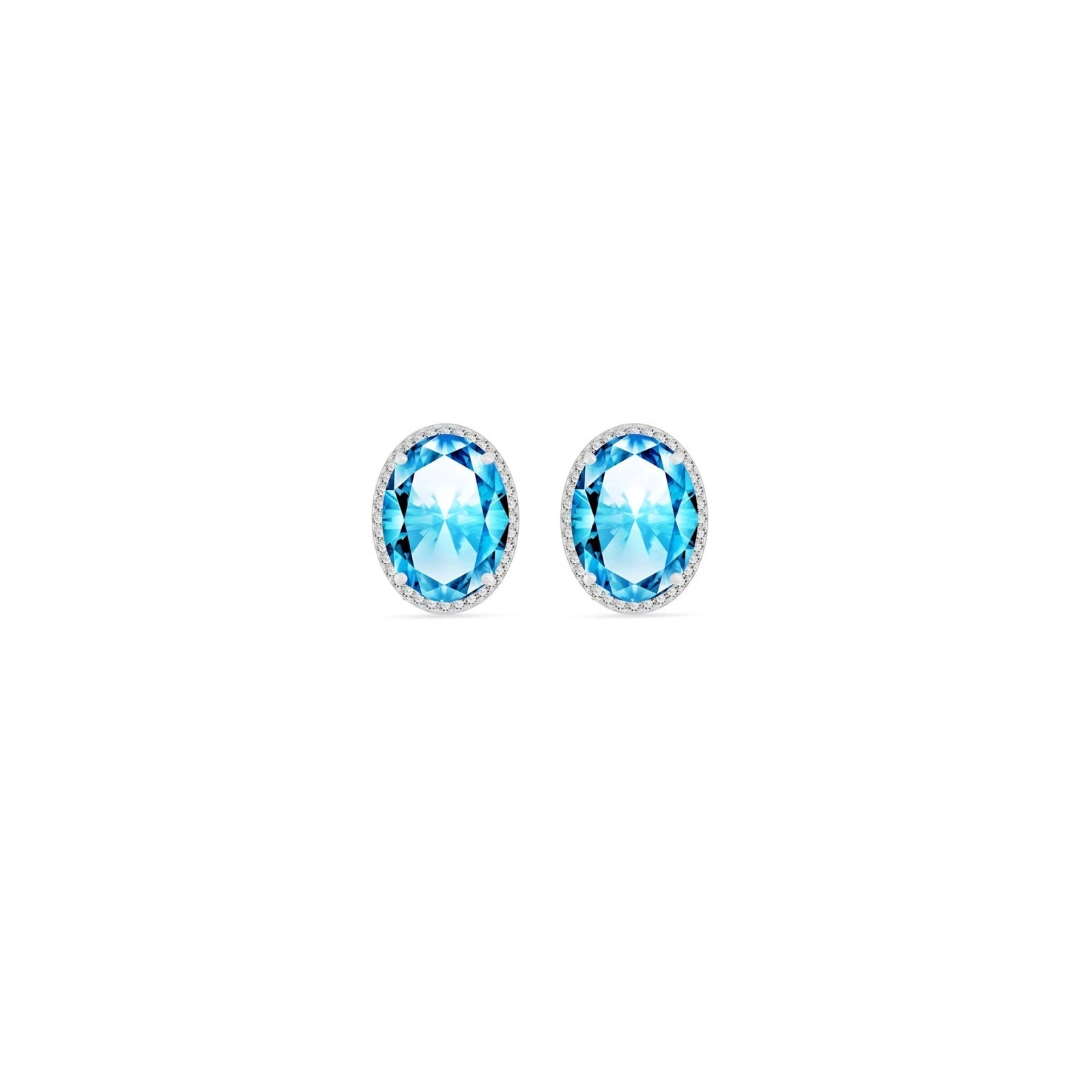 White Gold Earrings Blue Topaz 10K — Donatella