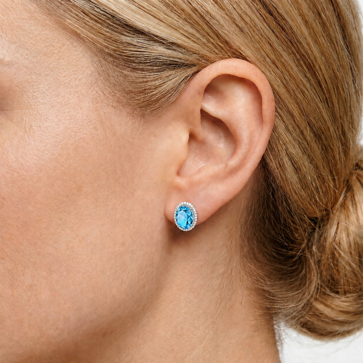 White Gold Earrings Blue Topaz 10K — Donatella