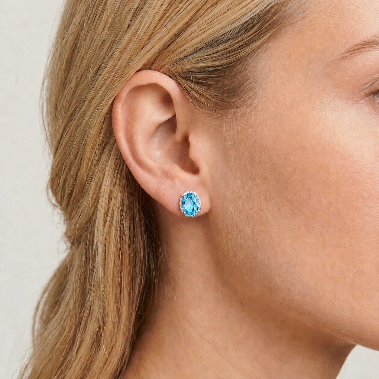 White Gold Earrings Blue Topaz 10K — Donatella