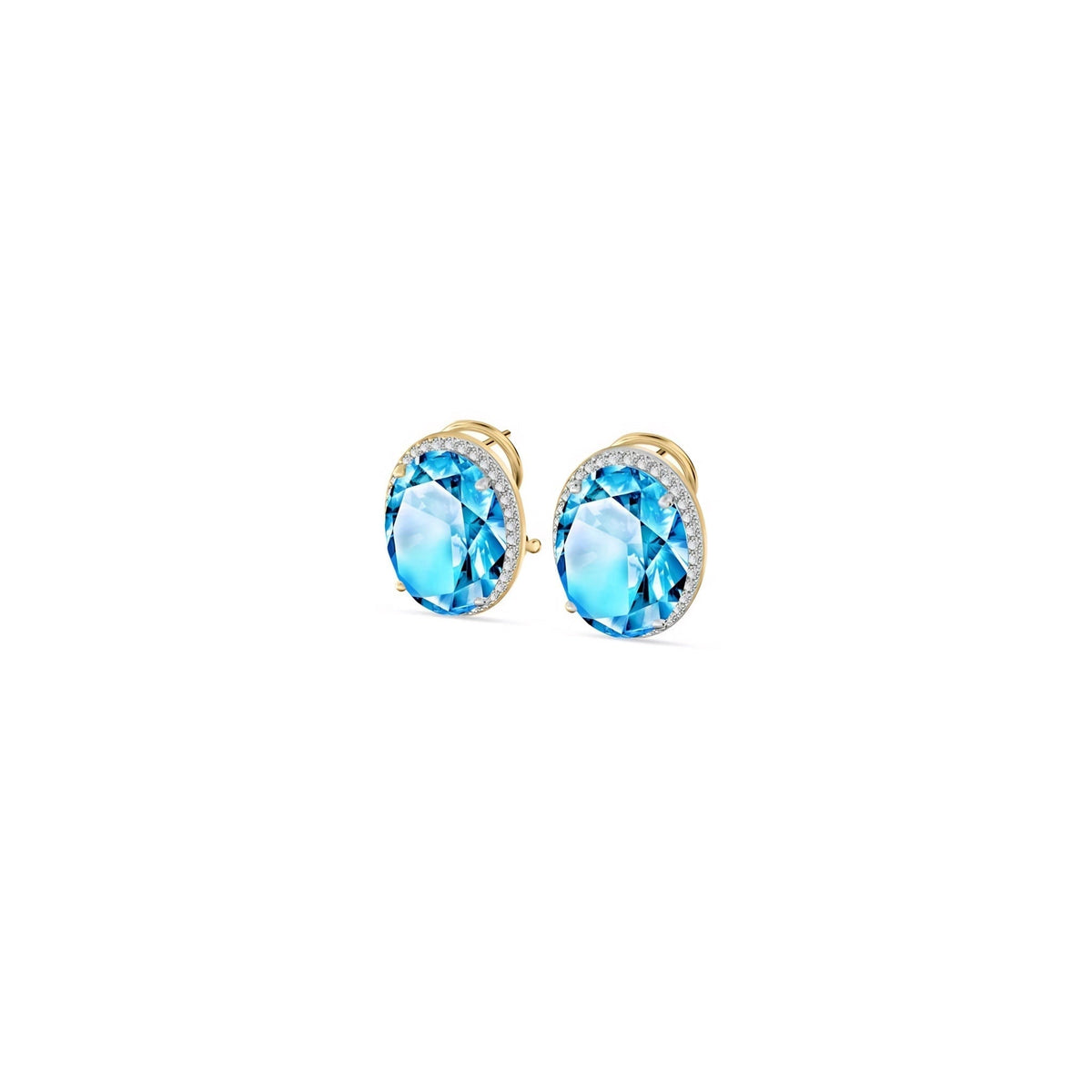 Yellow Gold Earrings Blue Topaz 10K — Donatella