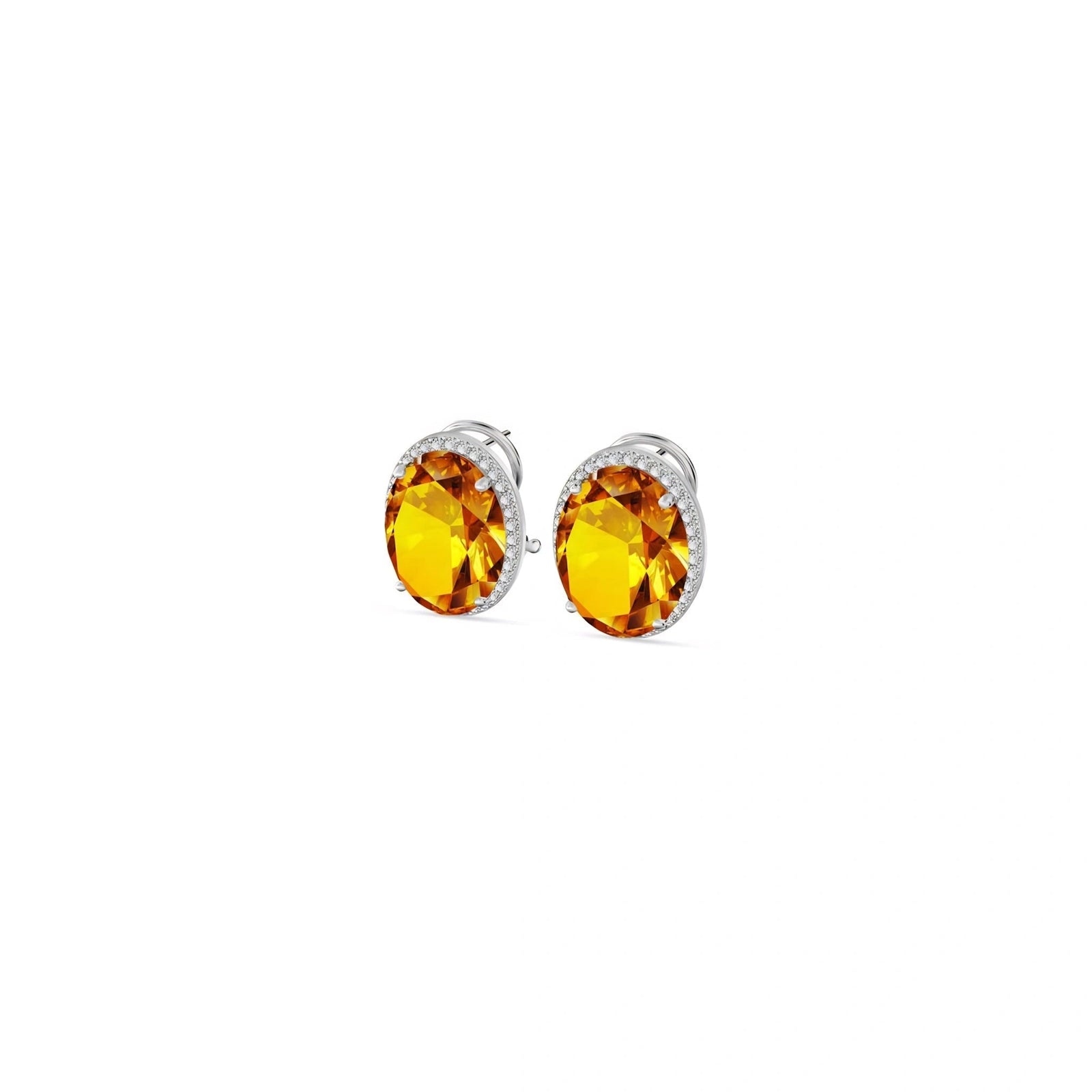 White Gold Earrings Citrine 10K — Donatella