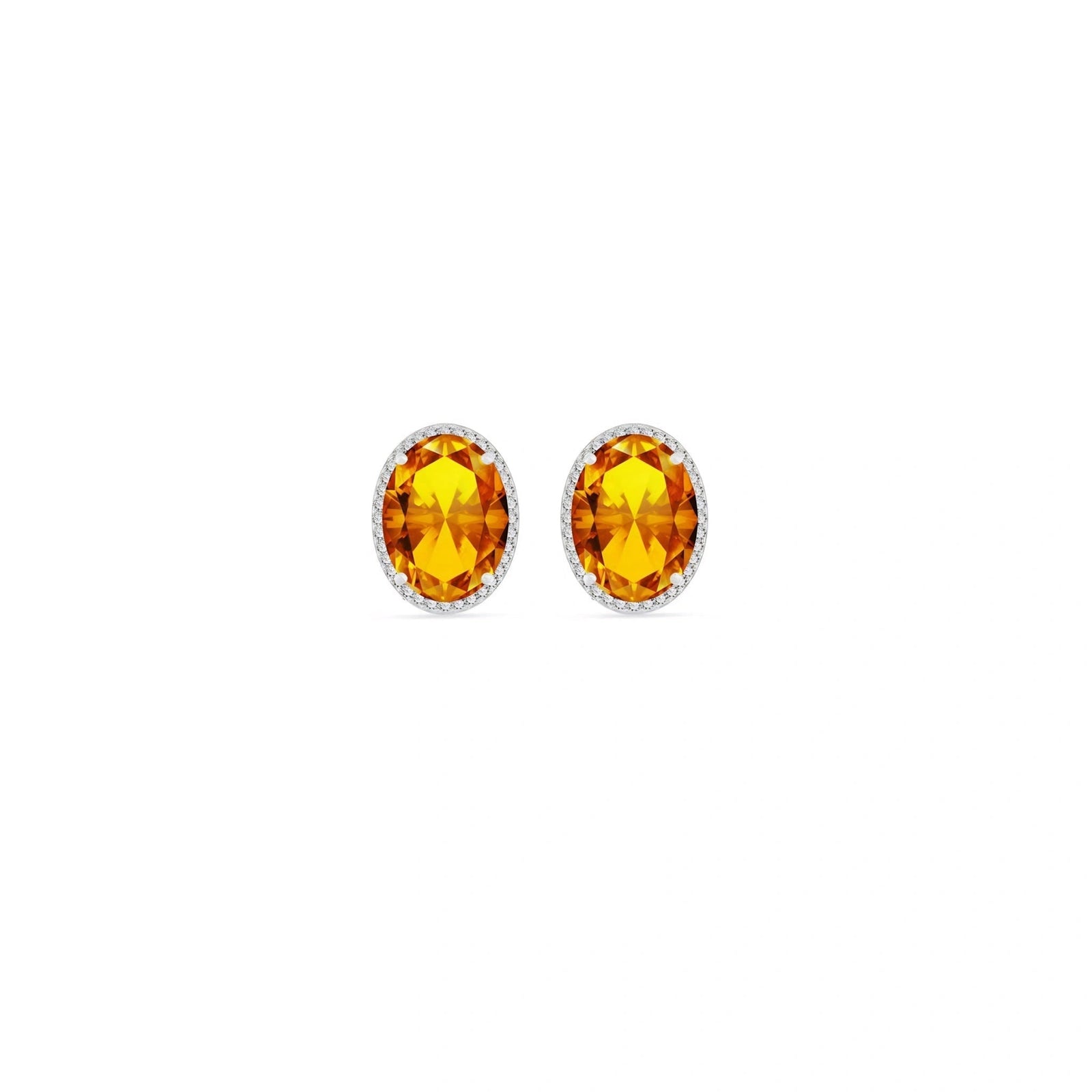 White Gold Earrings Citrine 10K — Donatella