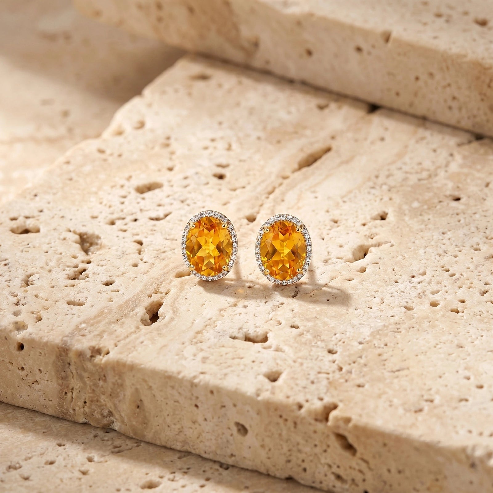 Yellow Gold Earrings Citrine 10K — Donatella