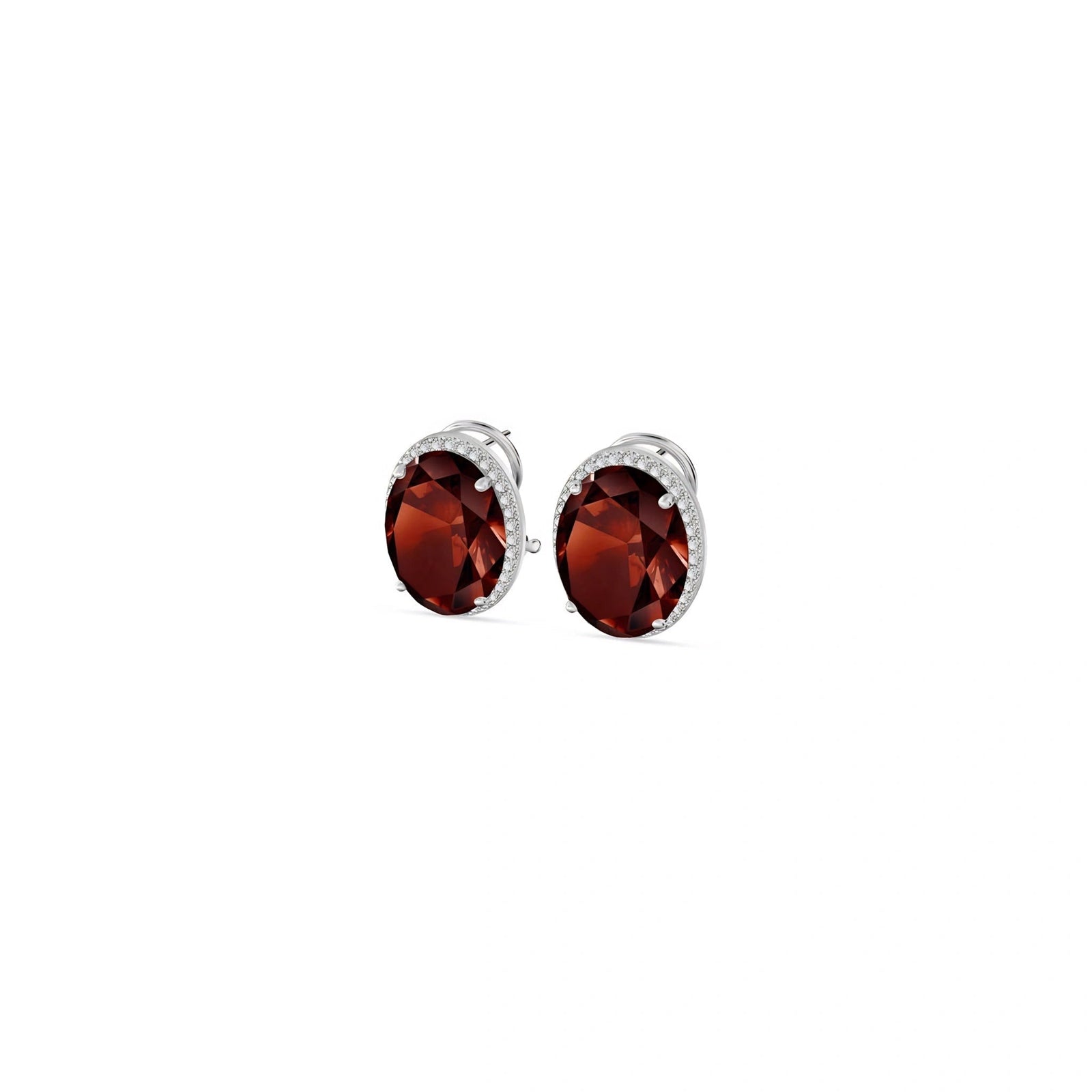 White Gold Earrings Garnet 10K — Donatella