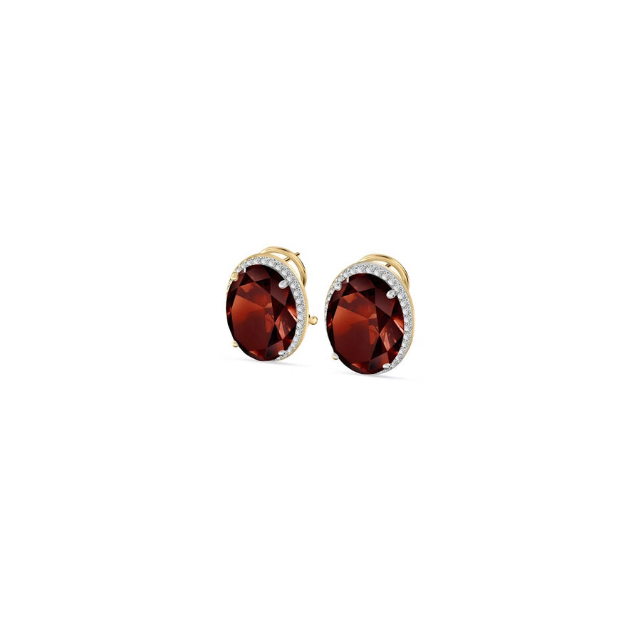 Yellow Gold Earrings Garnet 10K — Donatella