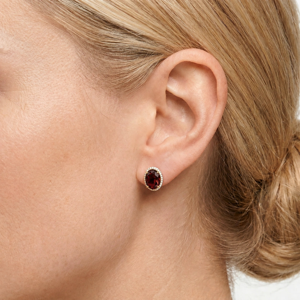 Yellow Gold Earrings Garnet 10K — Donatella