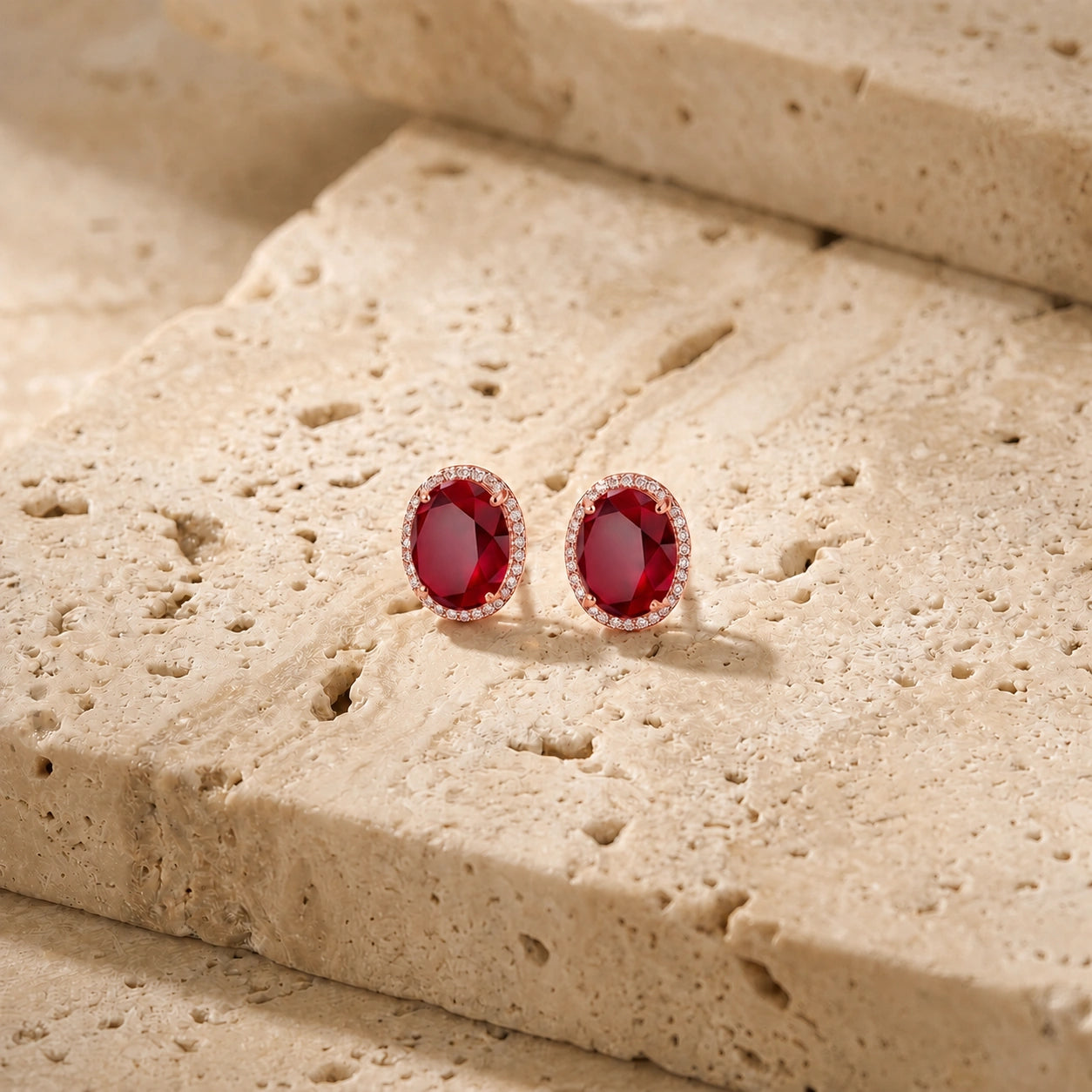 Rose Gold Earrings Ruby 10K — Donatella